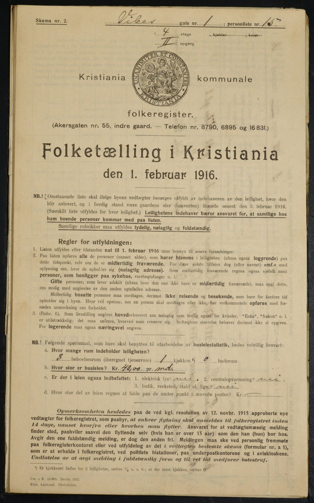 OBA, Municipal Census 1916 for Kristiania, 1916, p. 126299