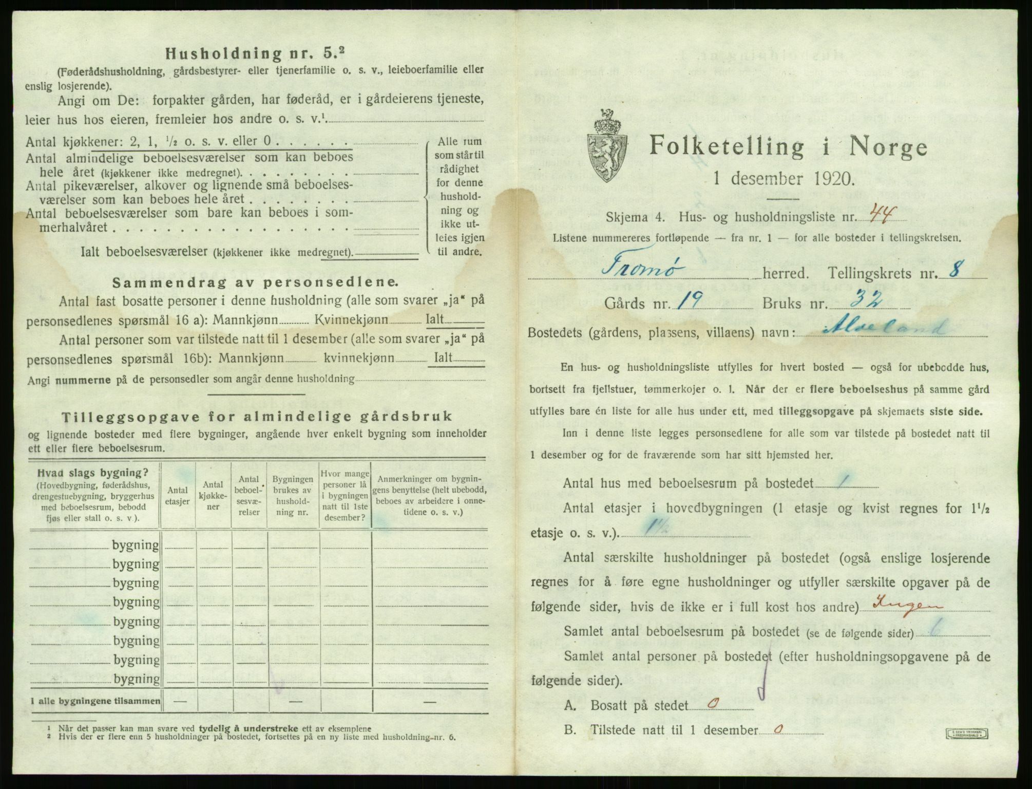 SAK, 1920 census for Tromøy, 1920, p. 951