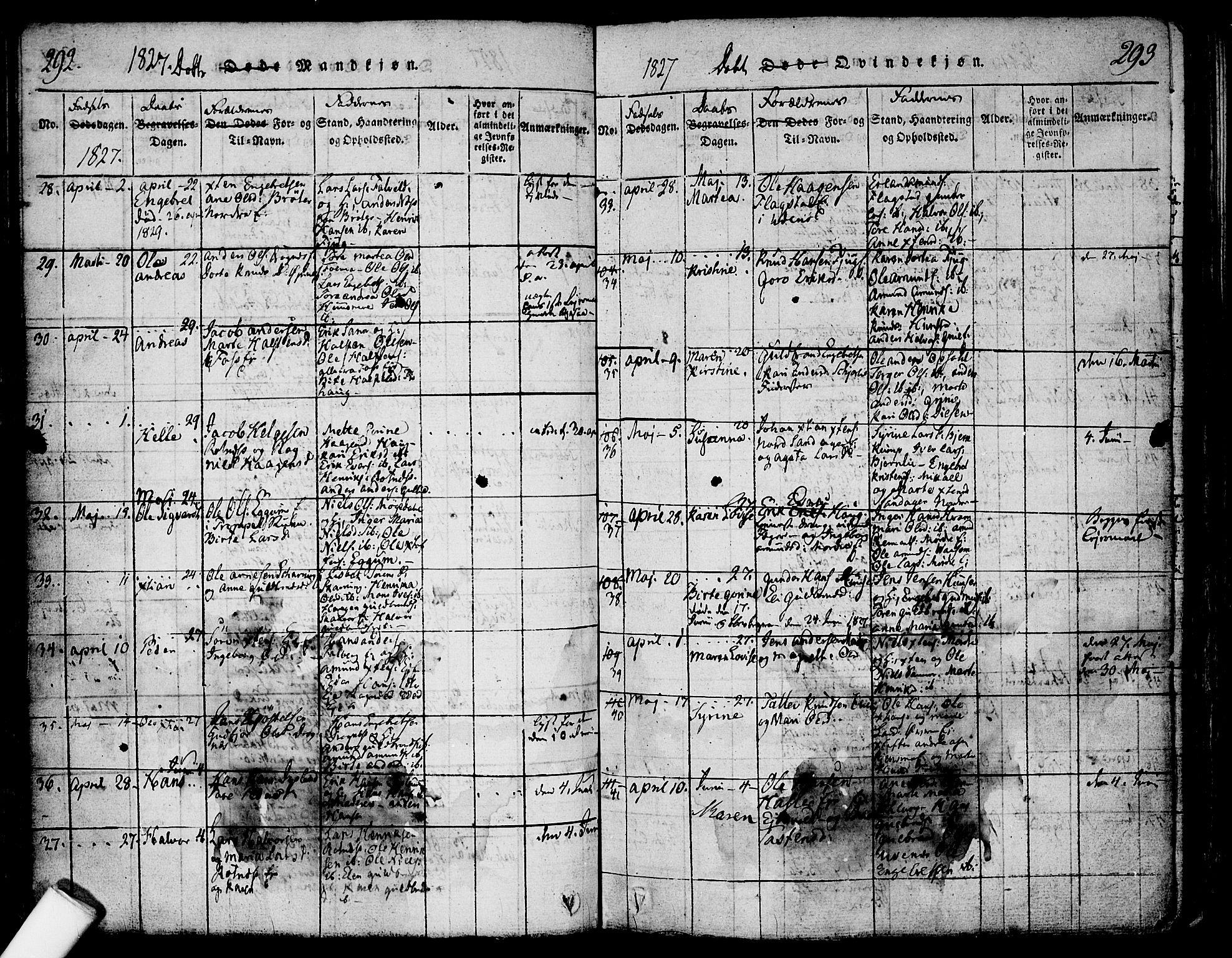 Nes prestekontor Kirkebøker, SAO/A-10410/F/Fa/L0005: Parish register (official) no. I 5, 1815-1835, p. 292-293