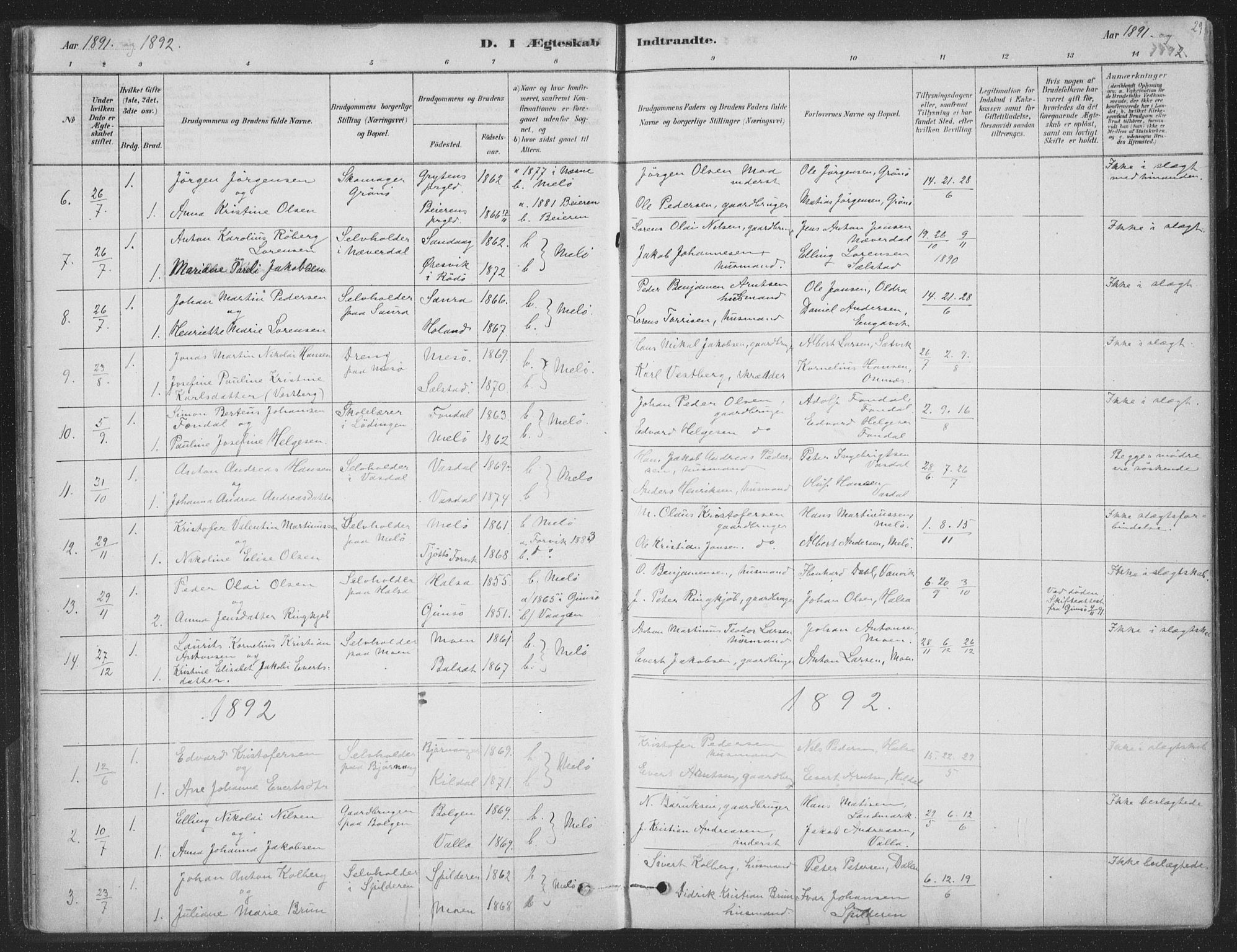 Ministerialprotokoller, klokkerbøker og fødselsregistre - Nordland, SAT/A-1459/843/L0627: Parish register (official) no. 843A02, 1878-1908, p. 29