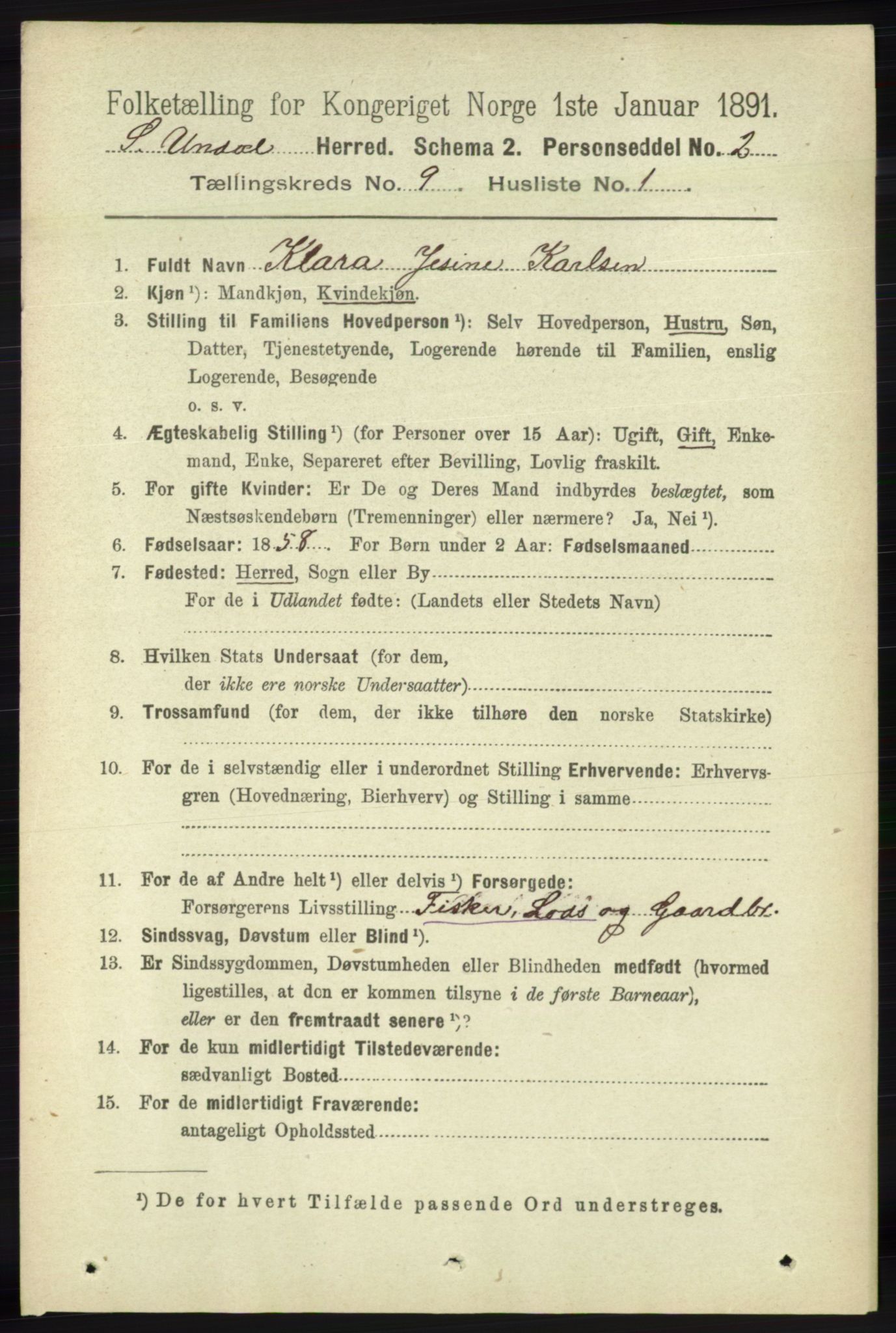 RA, 1891 census for 1029 Sør-Audnedal, 1891, p. 3921