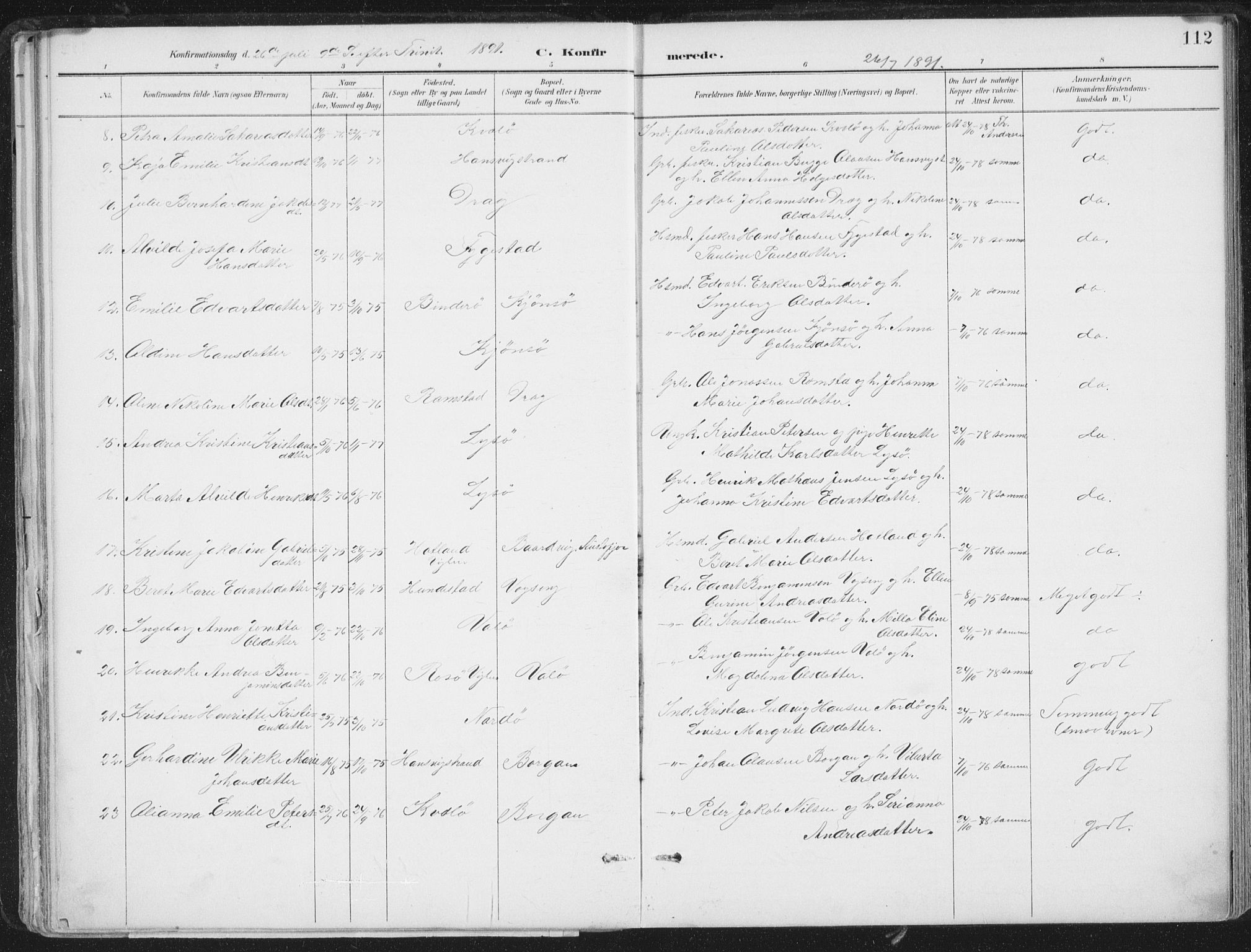 Ministerialprotokoller, klokkerbøker og fødselsregistre - Nord-Trøndelag, SAT/A-1458/786/L0687: Parish register (official) no. 786A03, 1888-1898, p. 112