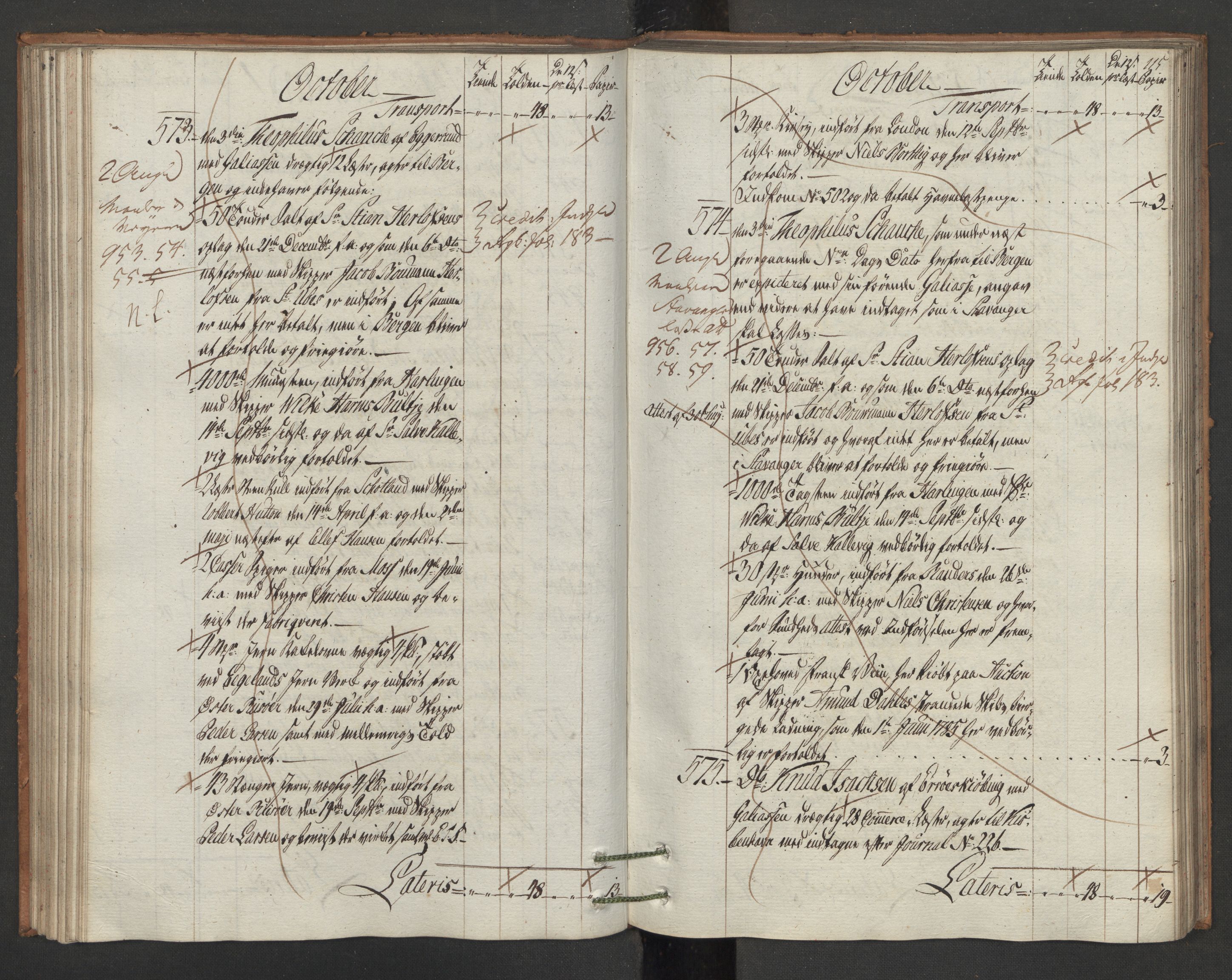 Generaltollkammeret, tollregnskaper, AV/RA-EA-5490/R15/L0105/0002: Tollregnskaper Arendal / Utgående hovedtollbok, 1786, p. 114b-115a