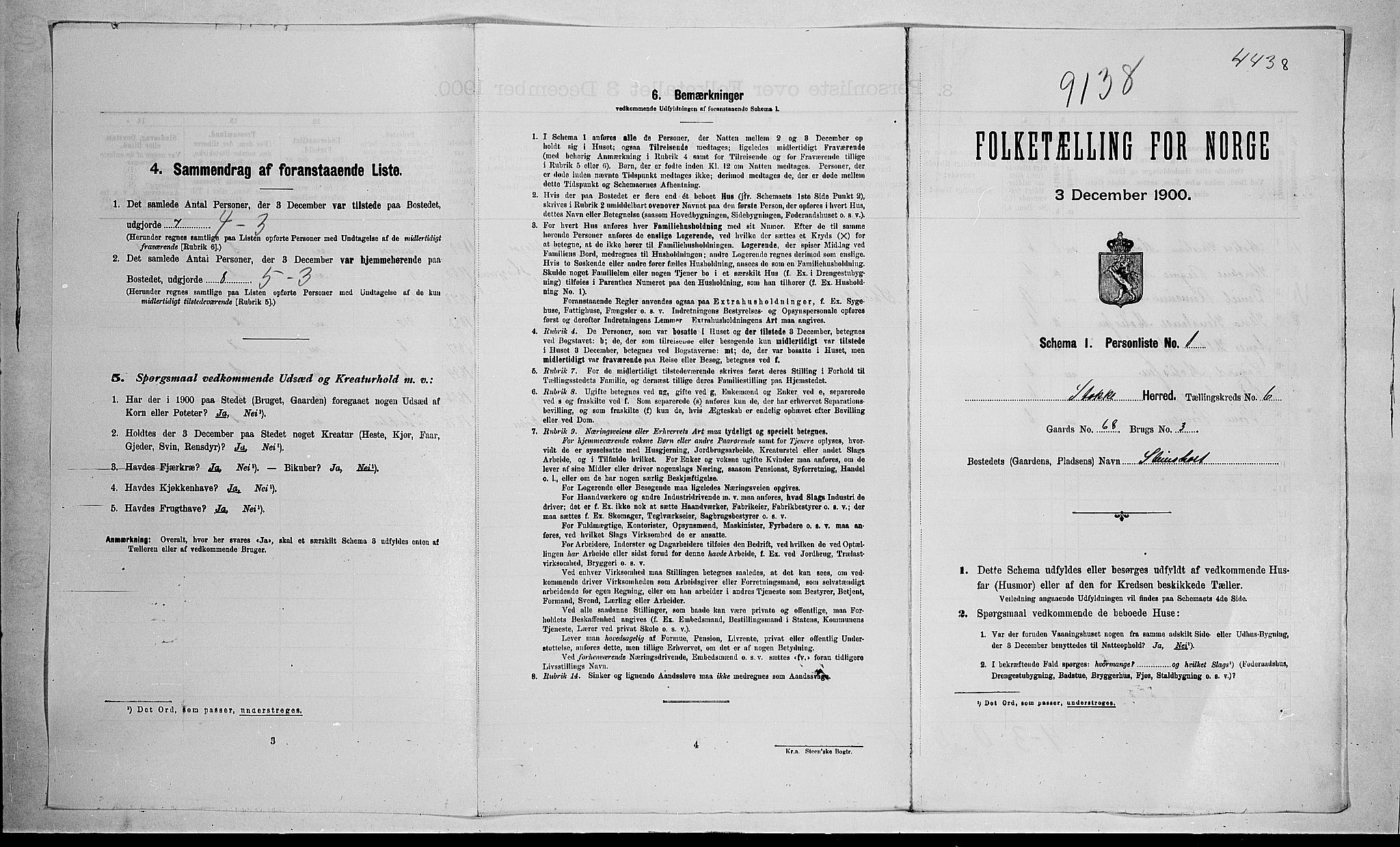 RA, 1900 census for Stokke, 1900, p. 148