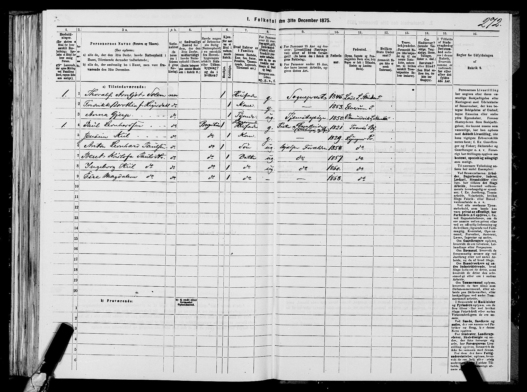 SATØ, 1875 census for 2025P Tana, 1875, p. 1272