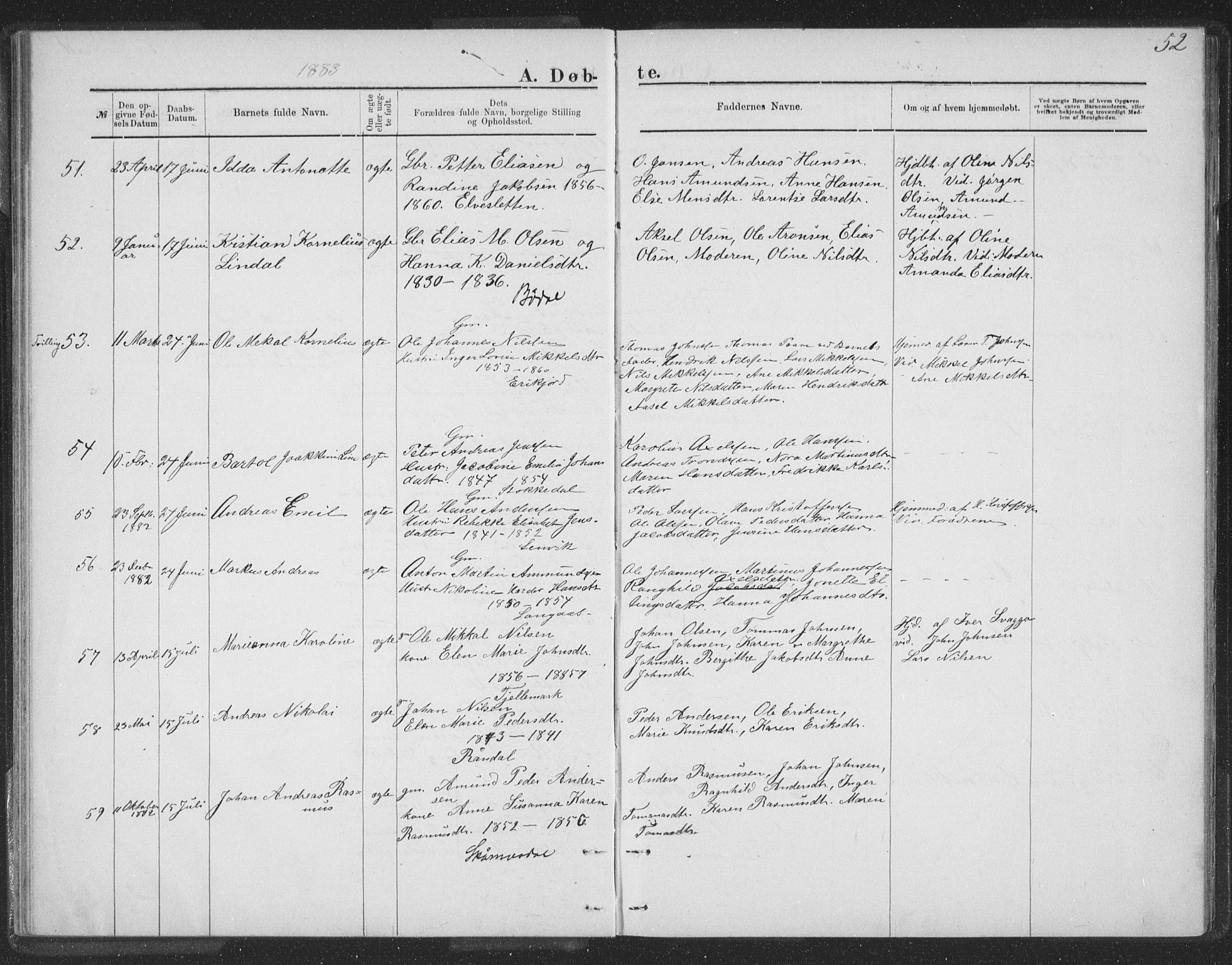 Ministerialprotokoller, klokkerbøker og fødselsregistre - Nordland, AV/SAT-A-1459/863/L0913: Parish register (copy) no. 863C03, 1877-1885, p. 52