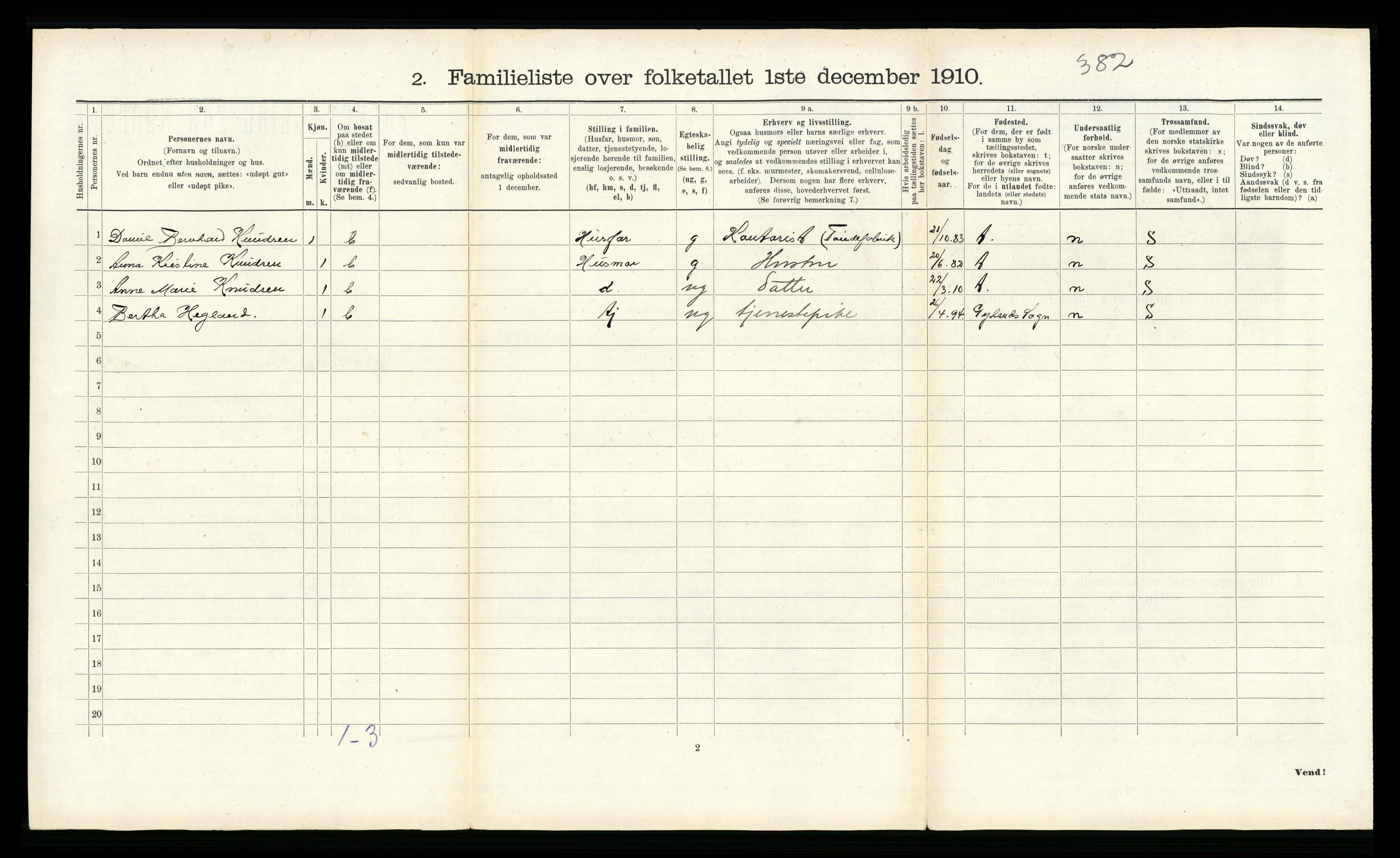 RA, 1910 census for Flekkefjord, 1910, p. 205