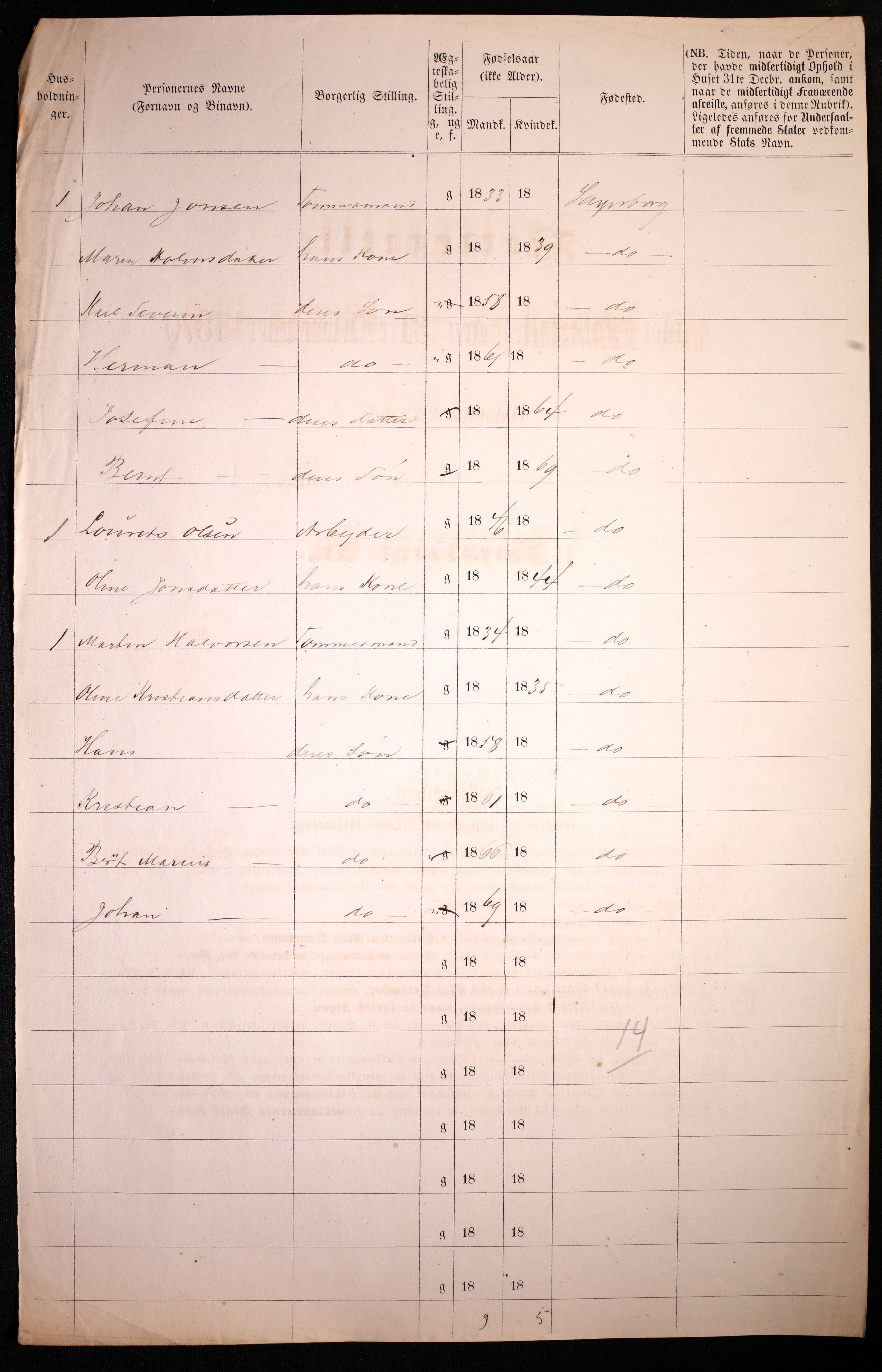 RA, 1870 census for 0102 Sarpsborg, 1870, p. 202