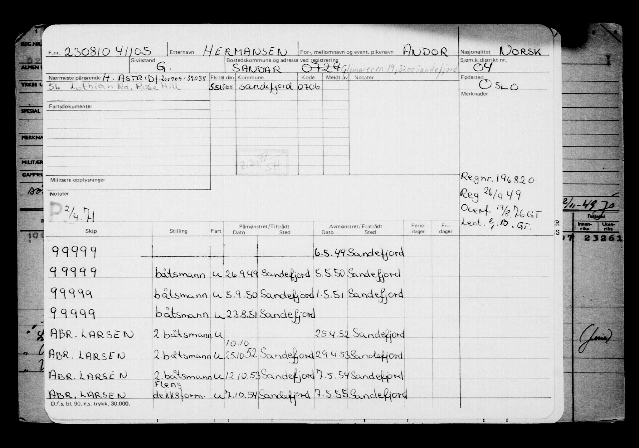 Direktoratet for sjømenn, AV/RA-S-3545/G/Gb/L0091: Hovedkort, 1910, p. 343