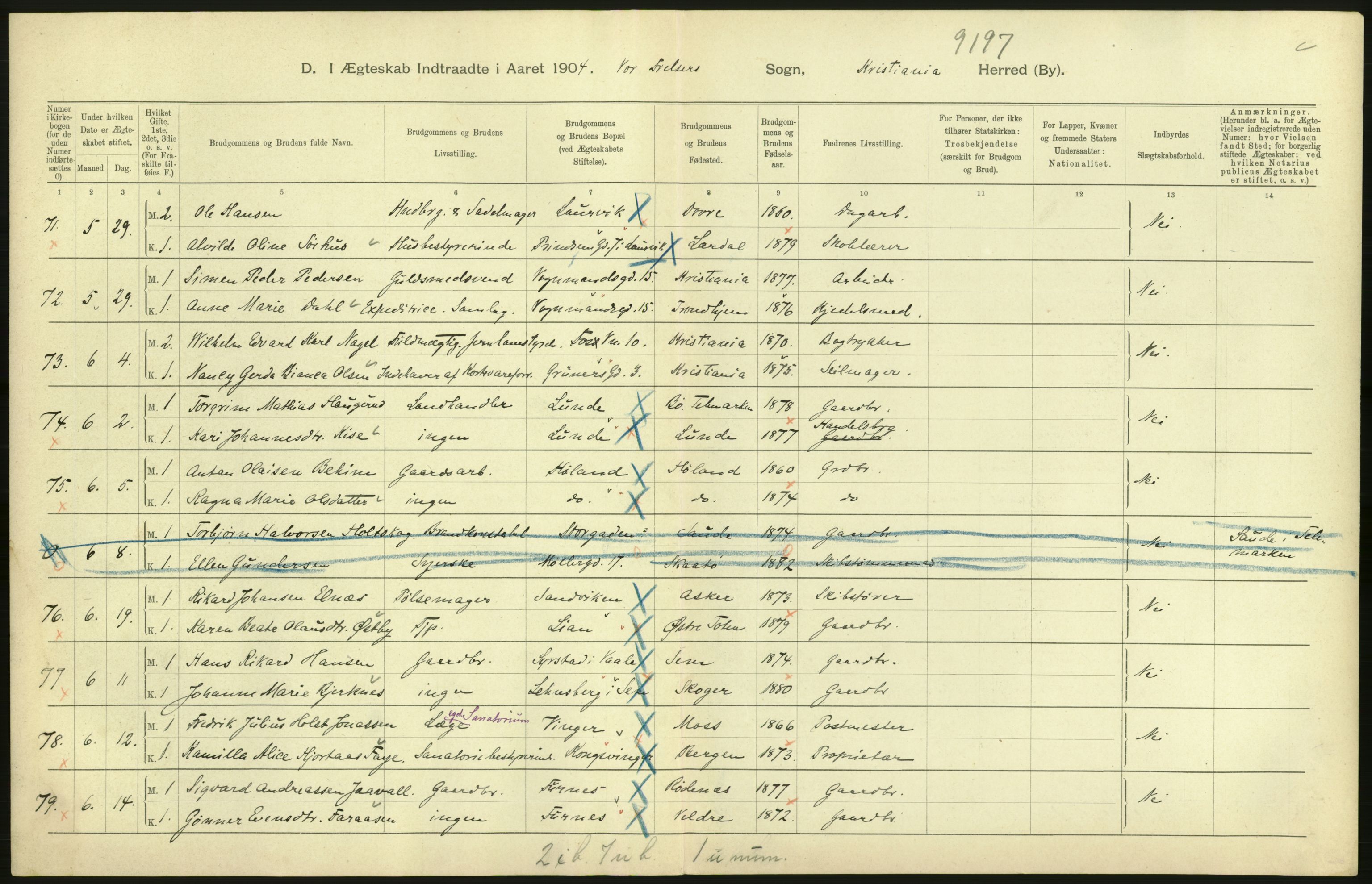 Statistisk sentralbyrå, Sosiodemografiske emner, Befolkning, AV/RA-S-2228/D/Df/Dfa/Dfab/L0004: Kristiania: Gifte, døde, 1904, p. 234