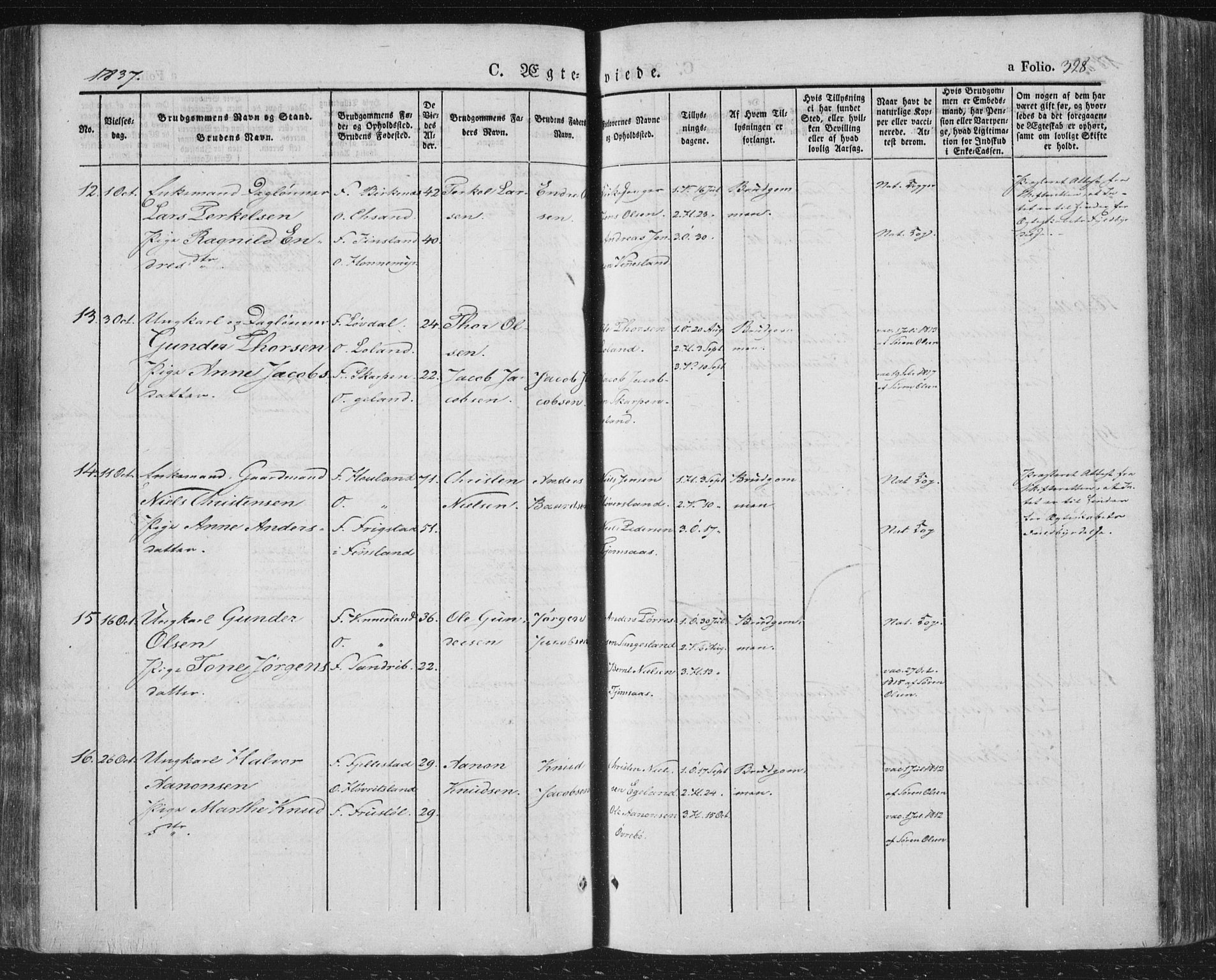 Vennesla sokneprestkontor, SAK/1111-0045/Fa/Fac/L0004: Parish register (official) no. A 4, 1834-1855, p. 328