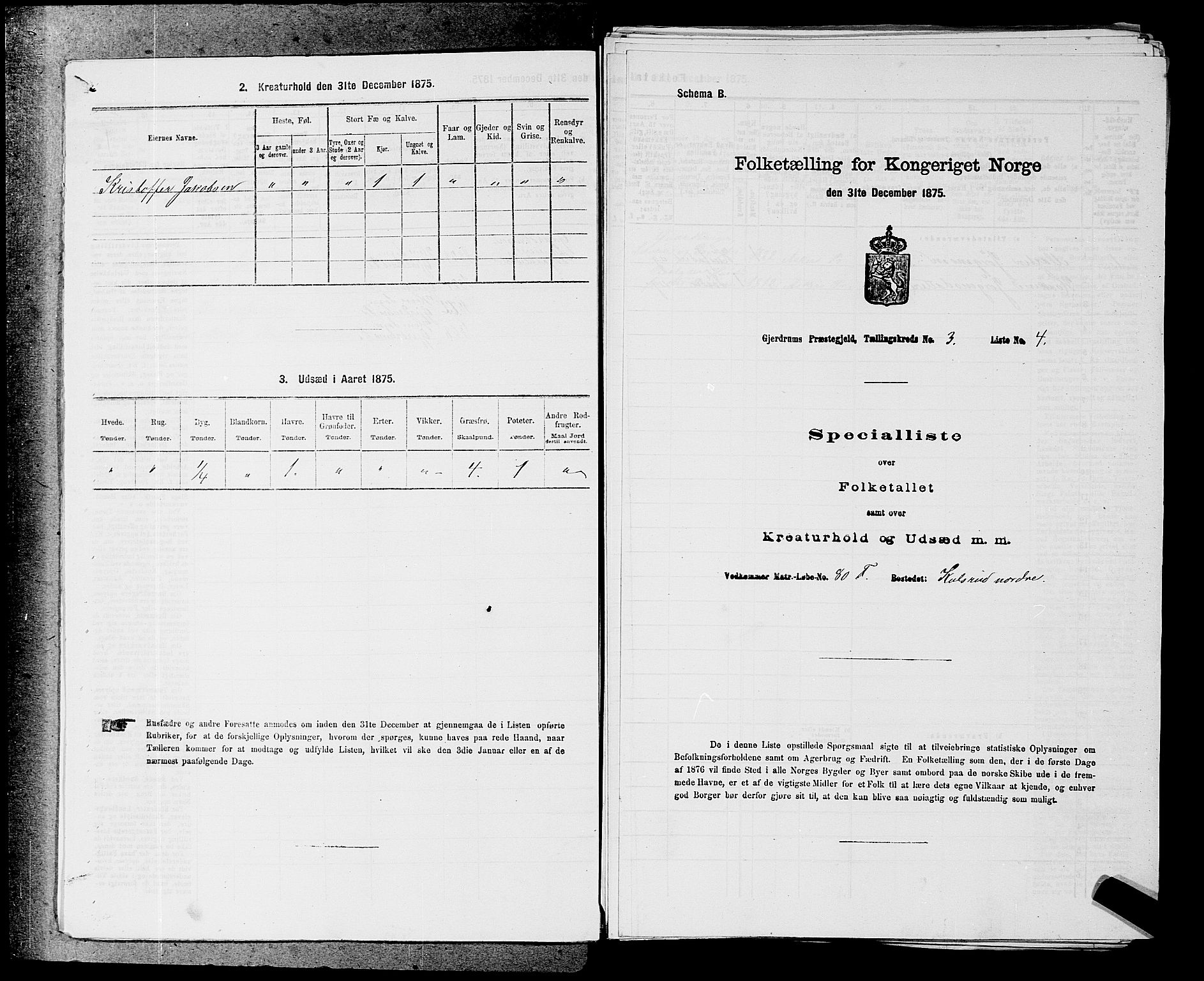 RA, 1875 census for 0234P Gjerdrum, 1875, p. 389