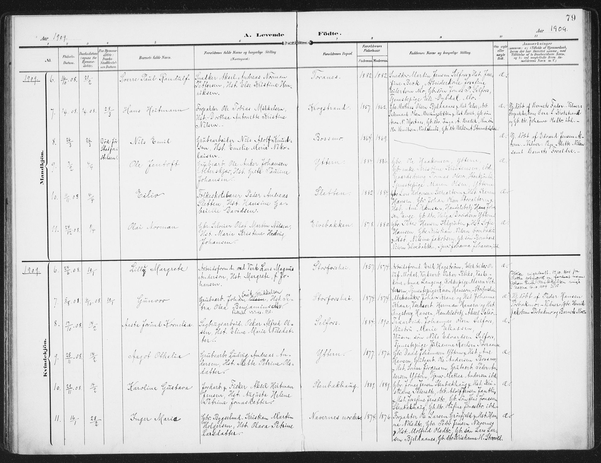 Ministerialprotokoller, klokkerbøker og fødselsregistre - Nordland, SAT/A-1459/827/L0402: Parish register (official) no. 827A14, 1903-1912, p. 79