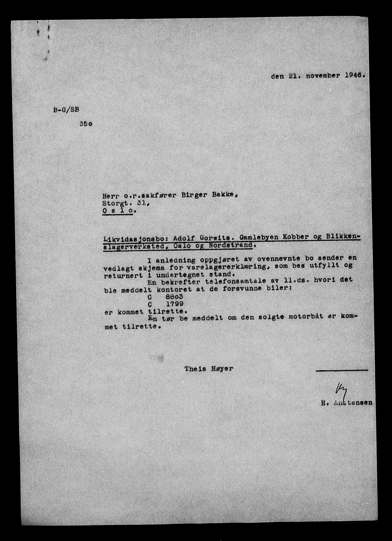 Justisdepartementet, Tilbakeføringskontoret for inndratte formuer, AV/RA-S-1564/H/Hc/Hcc/L0940: --, 1945-1947, p. 207