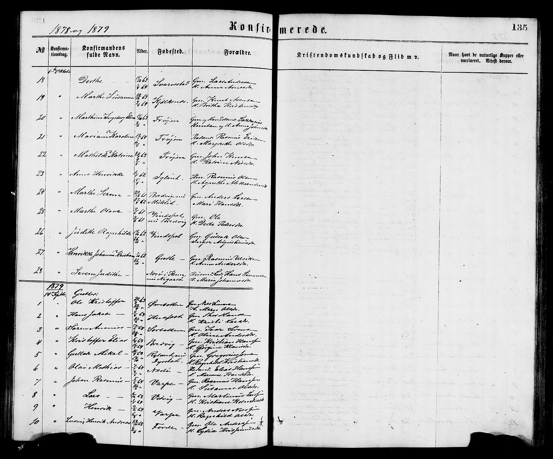 Bremanger sokneprestembete, SAB/A-82201/H/Hab/Haba/L0002: Parish register (copy) no. A 2, 1866-1889, p. 135