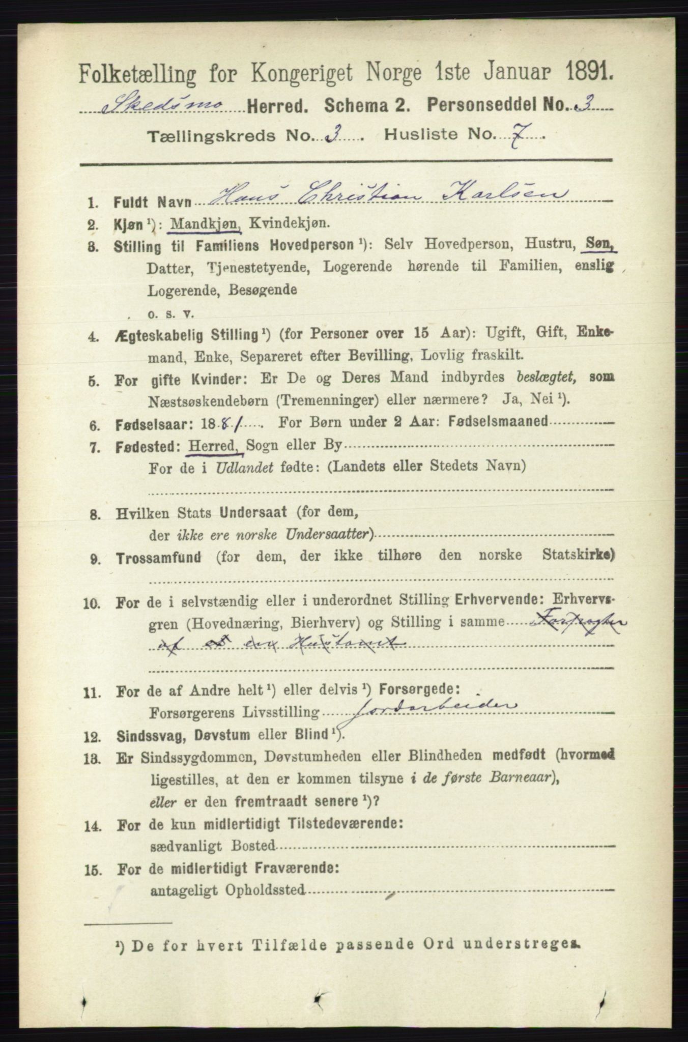 RA, 1891 census for 0231 Skedsmo, 1891, p. 1343