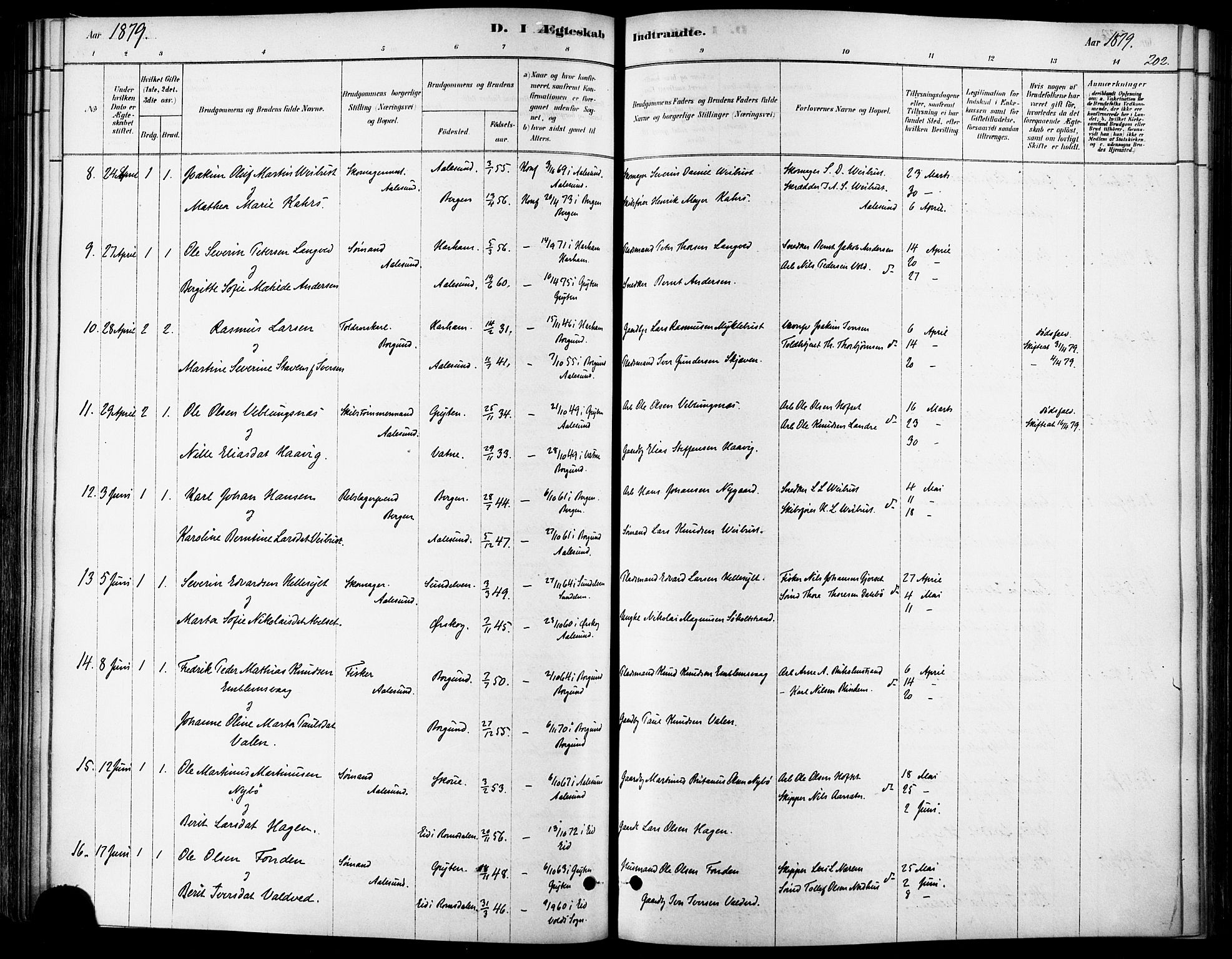 Ministerialprotokoller, klokkerbøker og fødselsregistre - Møre og Romsdal, AV/SAT-A-1454/529/L0454: Parish register (official) no. 529A04, 1878-1885, p. 202