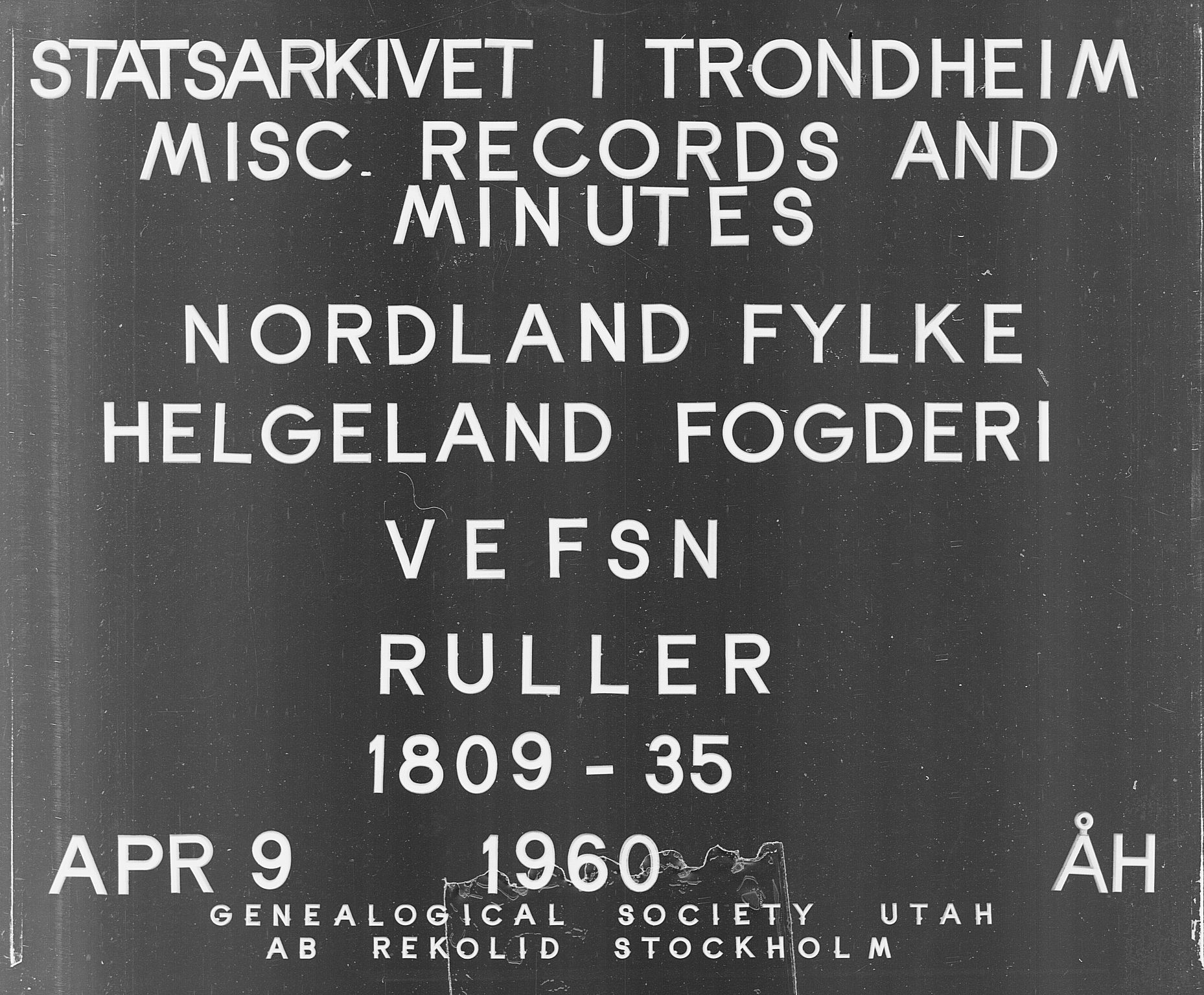 Fylkesmannen i Nordland, AV/SAT-A-0499/1.1/R/Ra/L0009: Innrulleringsmanntall for Vefsn, 1809-1829, p. 1