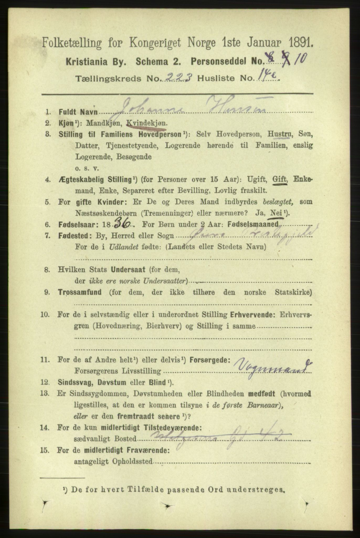 RA, 1891 census for 0301 Kristiania, 1891, p. 134719