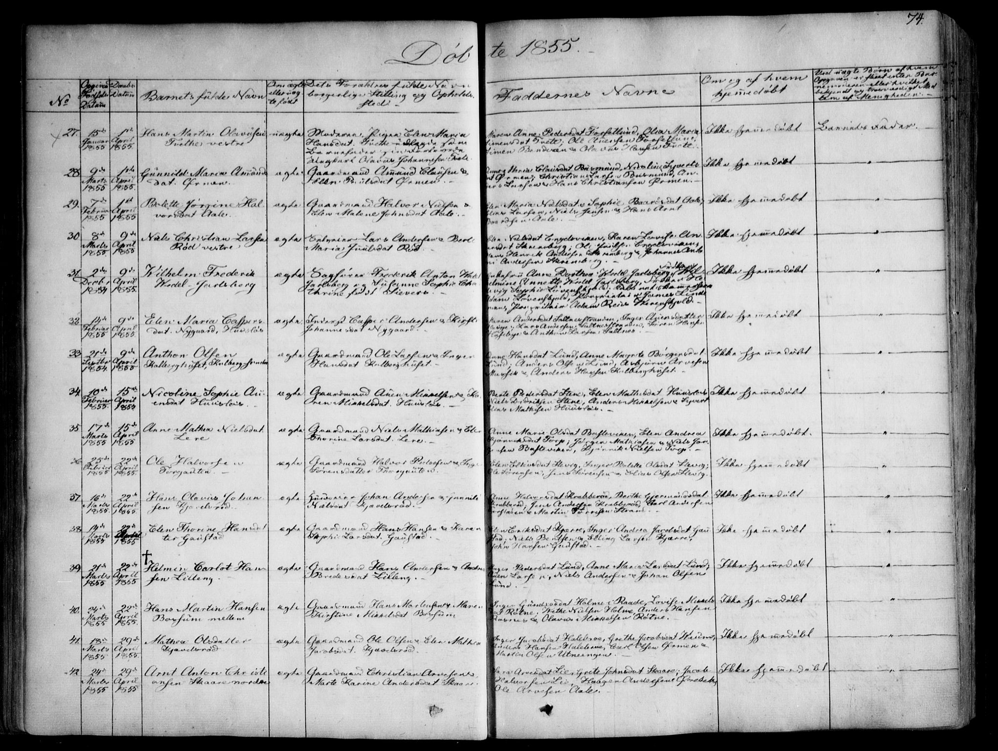Onsøy prestekontor Kirkebøker, SAO/A-10914/F/Fa/L0003: Parish register (official) no. I 3, 1841-1860, p. 74