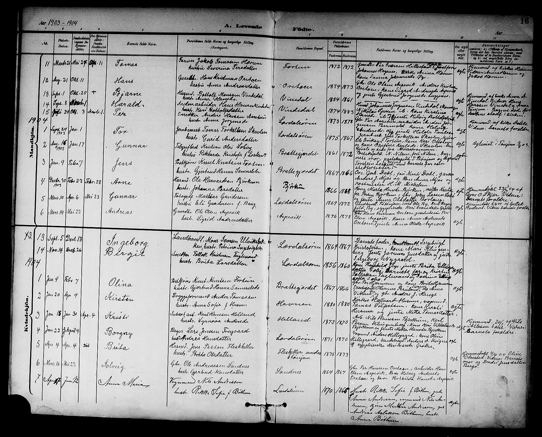 Lærdal sokneprestembete, AV/SAB-A-81201: Parish register (copy) no. C 1, 1897-1925, p. 16
