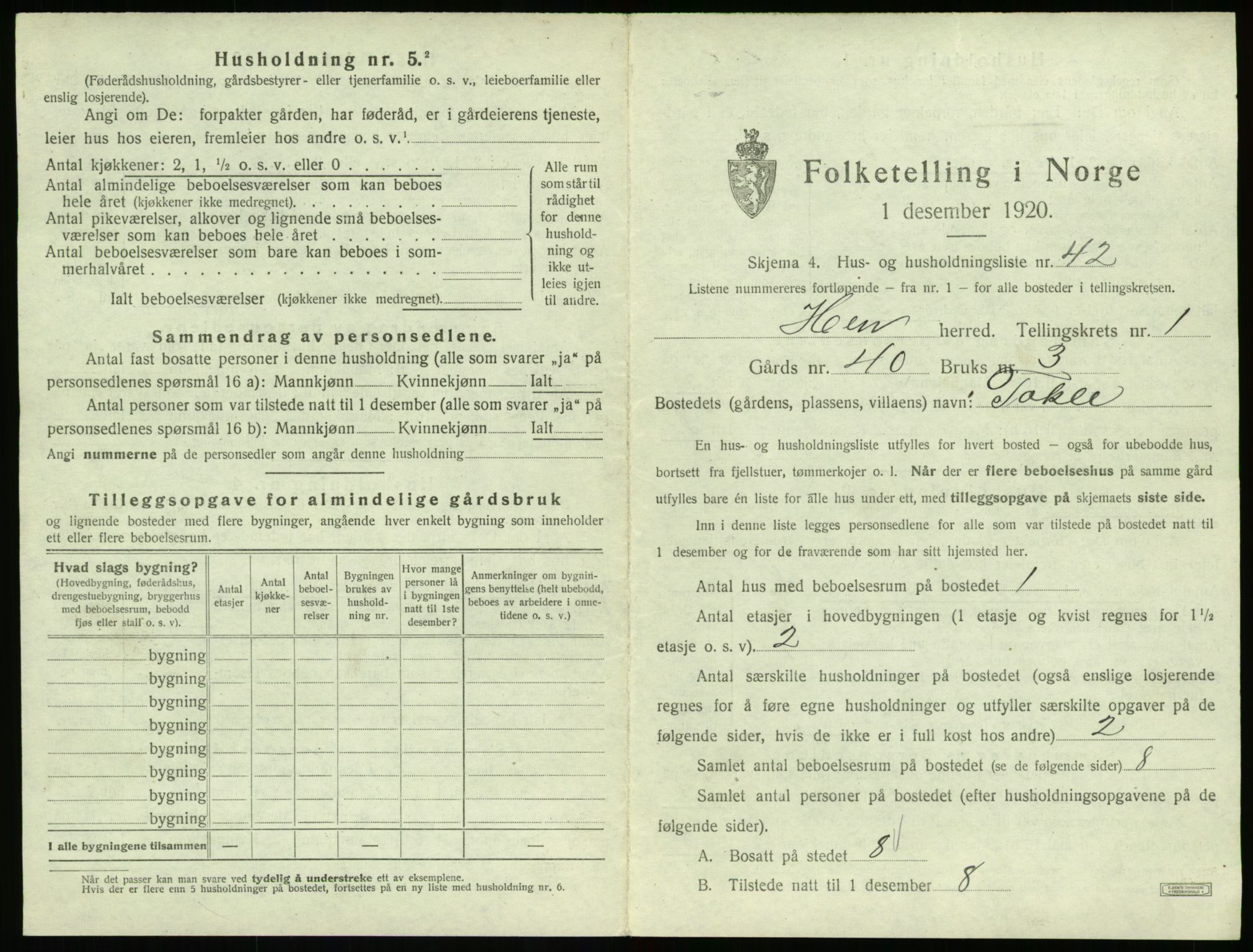 SAT, 1920 census for Hen, 1920, p. 108