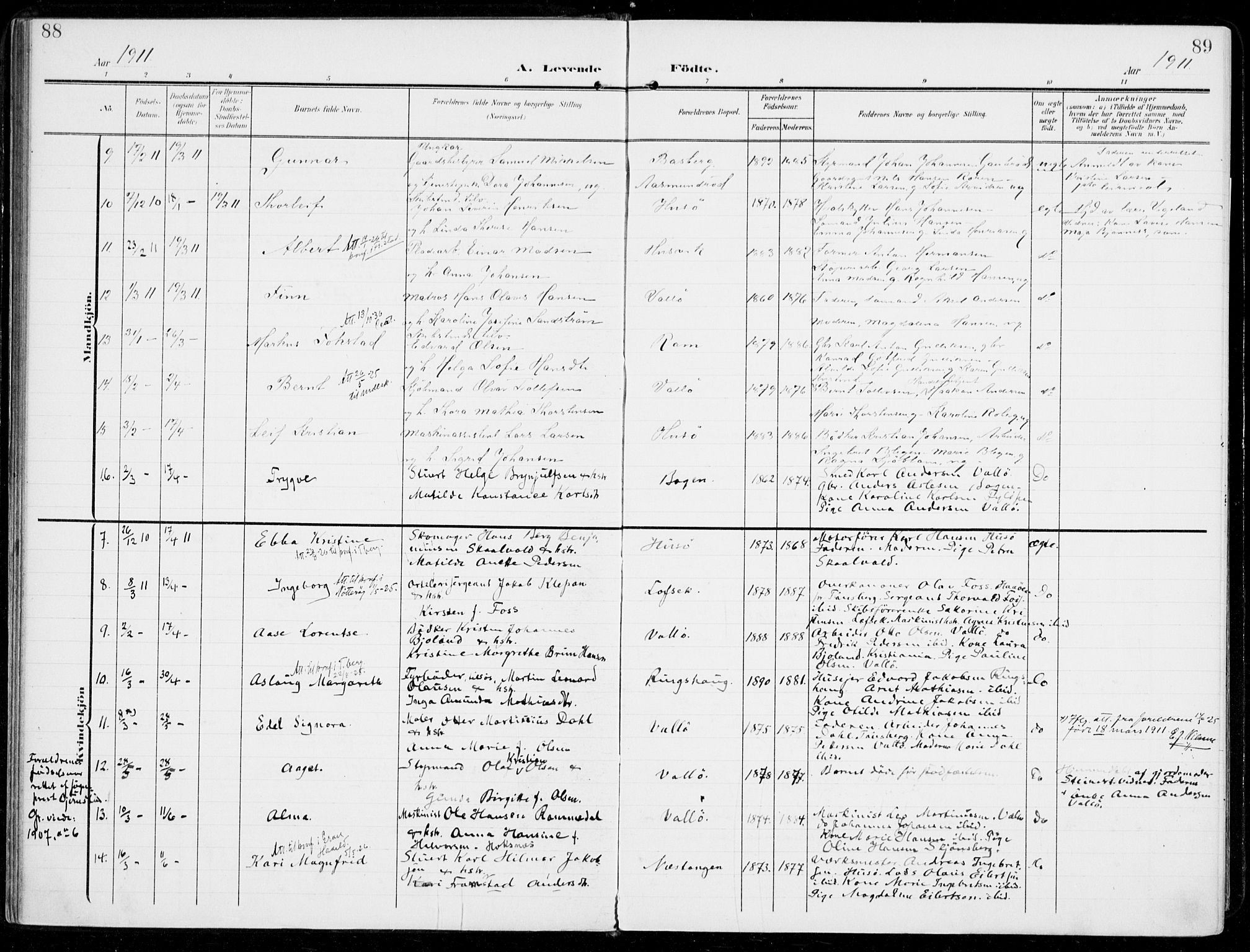 Sem kirkebøker, SAKO/A-5/F/Fb/L0006: Parish register (official) no. II 6, 1905-1918, p. 88-89