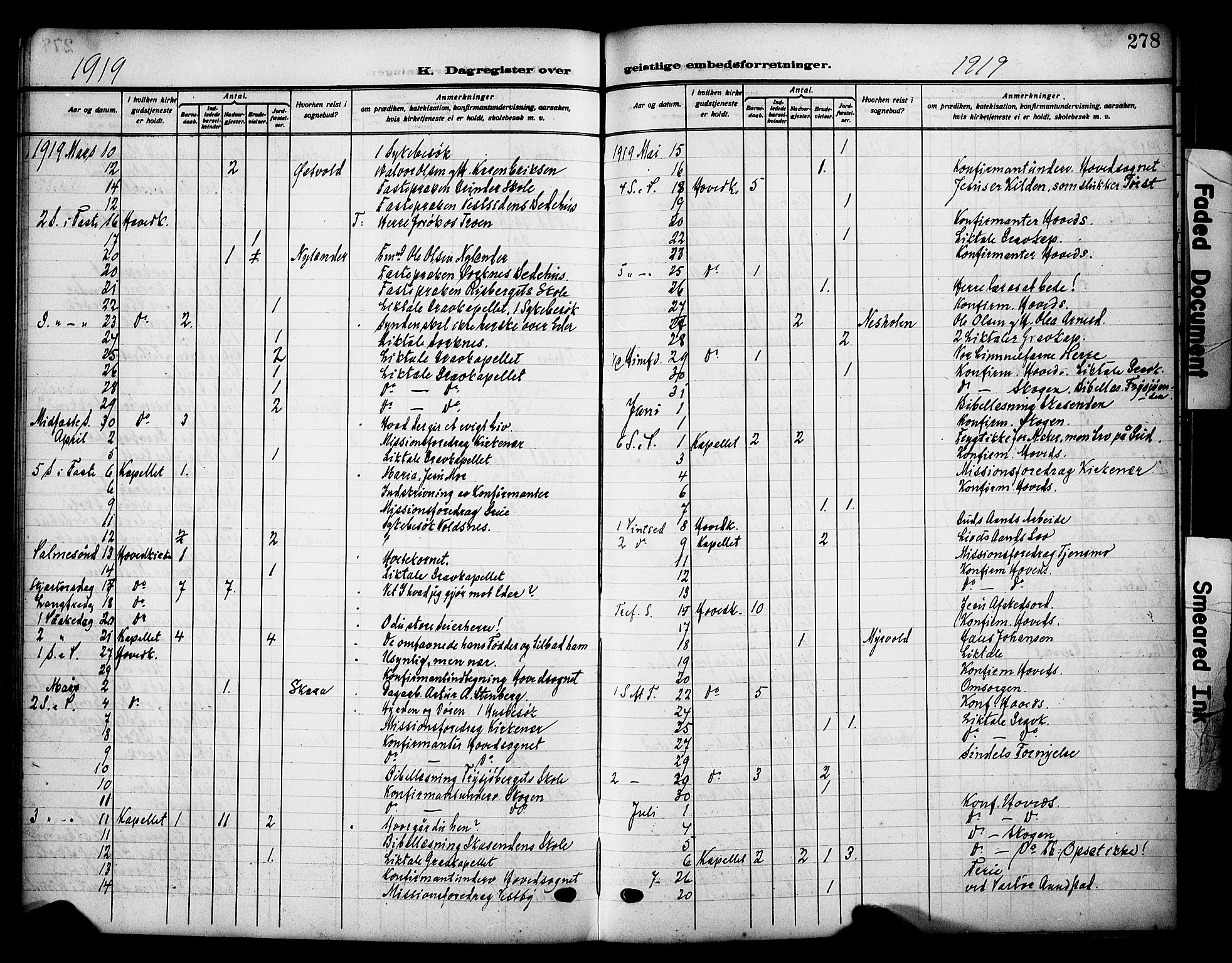 Grue prestekontor, AV/SAH-PREST-036/H/Ha/Haa/L0015: Parish register (official) no. 15, 1911-1922, p. 278