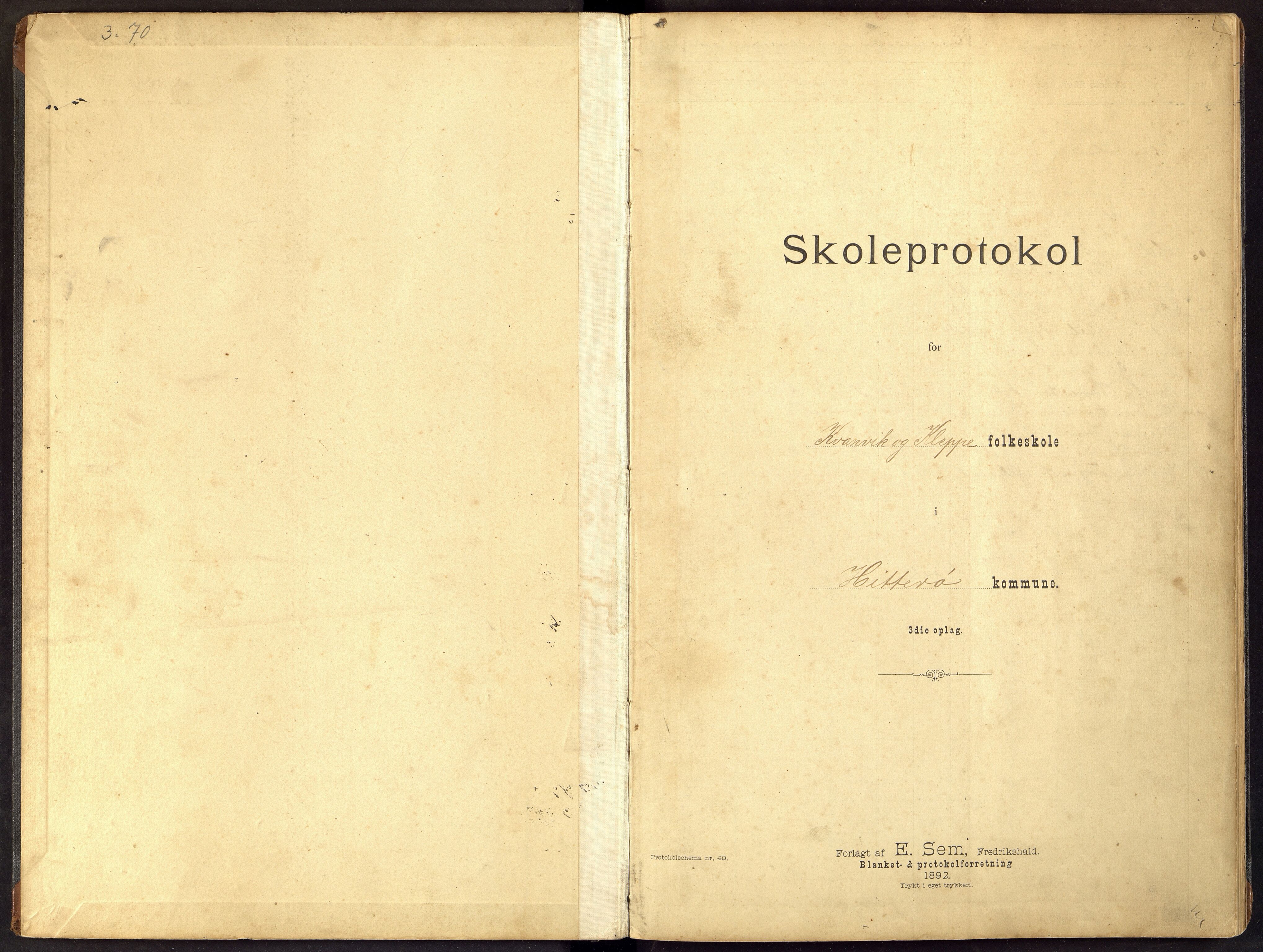 Hidra kommune - Kvanvik Skole, ARKSOR/1004HI556/I/L0002: Dagbok, 1895-1911