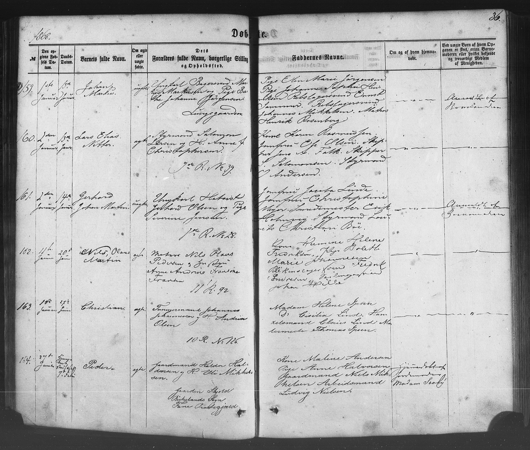 Fødselsstiftelsens sokneprestembete*, SAB/-: Parish register (official) no. A 1, 1863-1883, p. 36