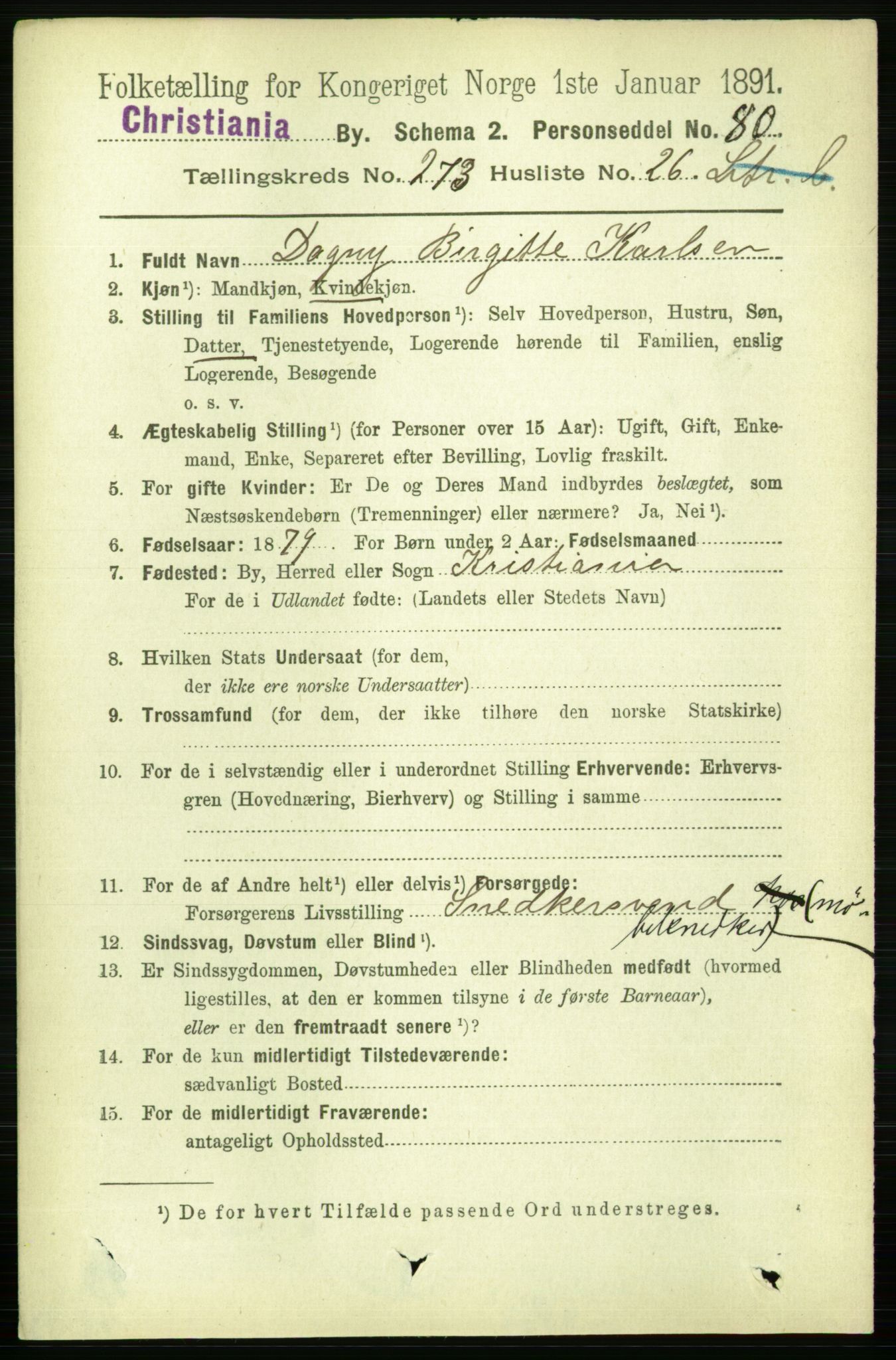 RA, 1891 census for 0301 Kristiania, 1891, p. 166346