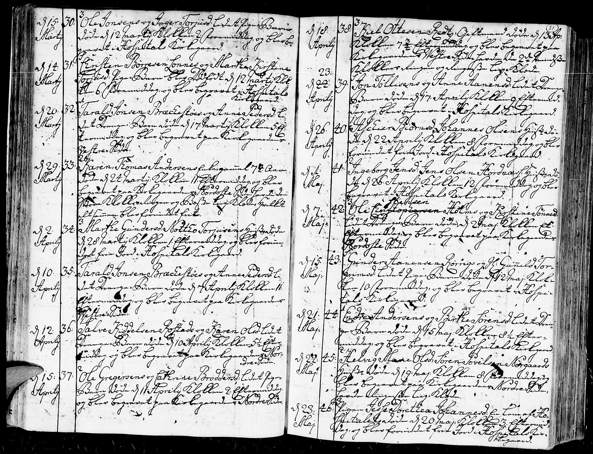 Kristiansand domprosti, AV/SAK-1112-0006/F/Fa/L0004: Parish register (official) no. A 4, 1762-1794, p. 51