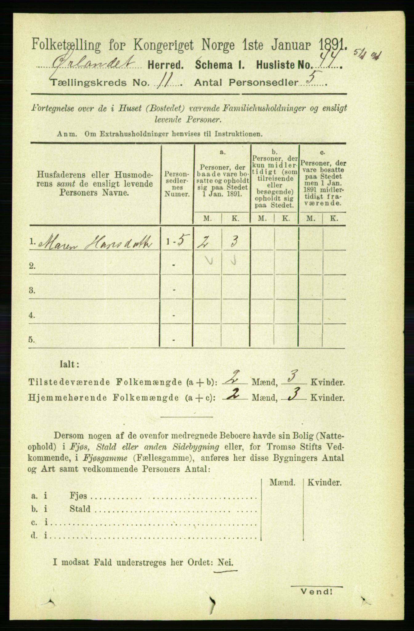 RA, 1891 census for 1621 Ørland, 1891, p. 4897