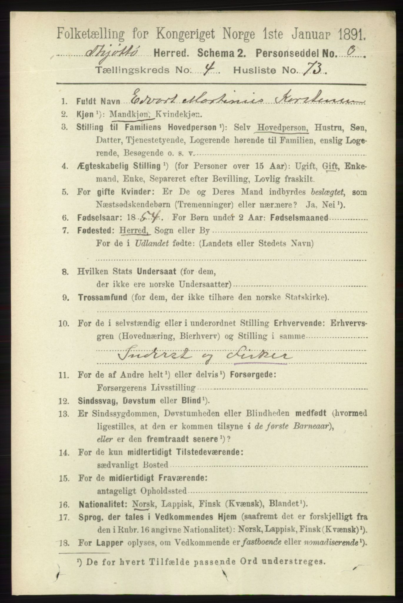 RA, 1891 census for 1817 Tjøtta, 1891, p. 2309