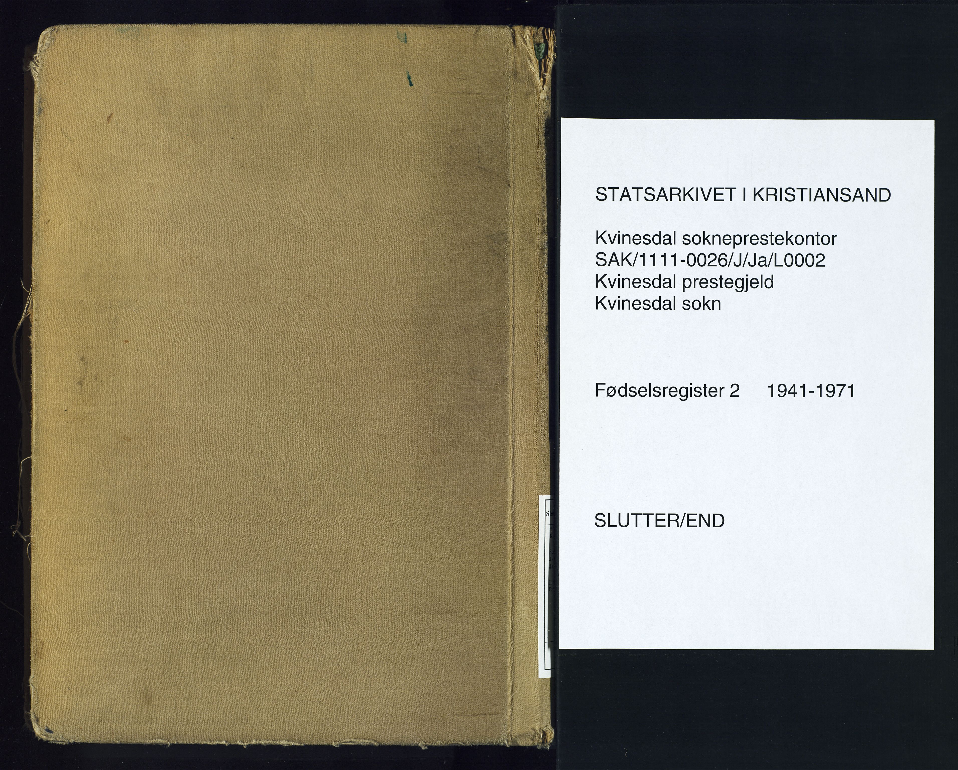 Kvinesdal sokneprestkontor, AV/SAK-1111-0026/J/Ja/L0002: Birth register no. 2, 1941-1971