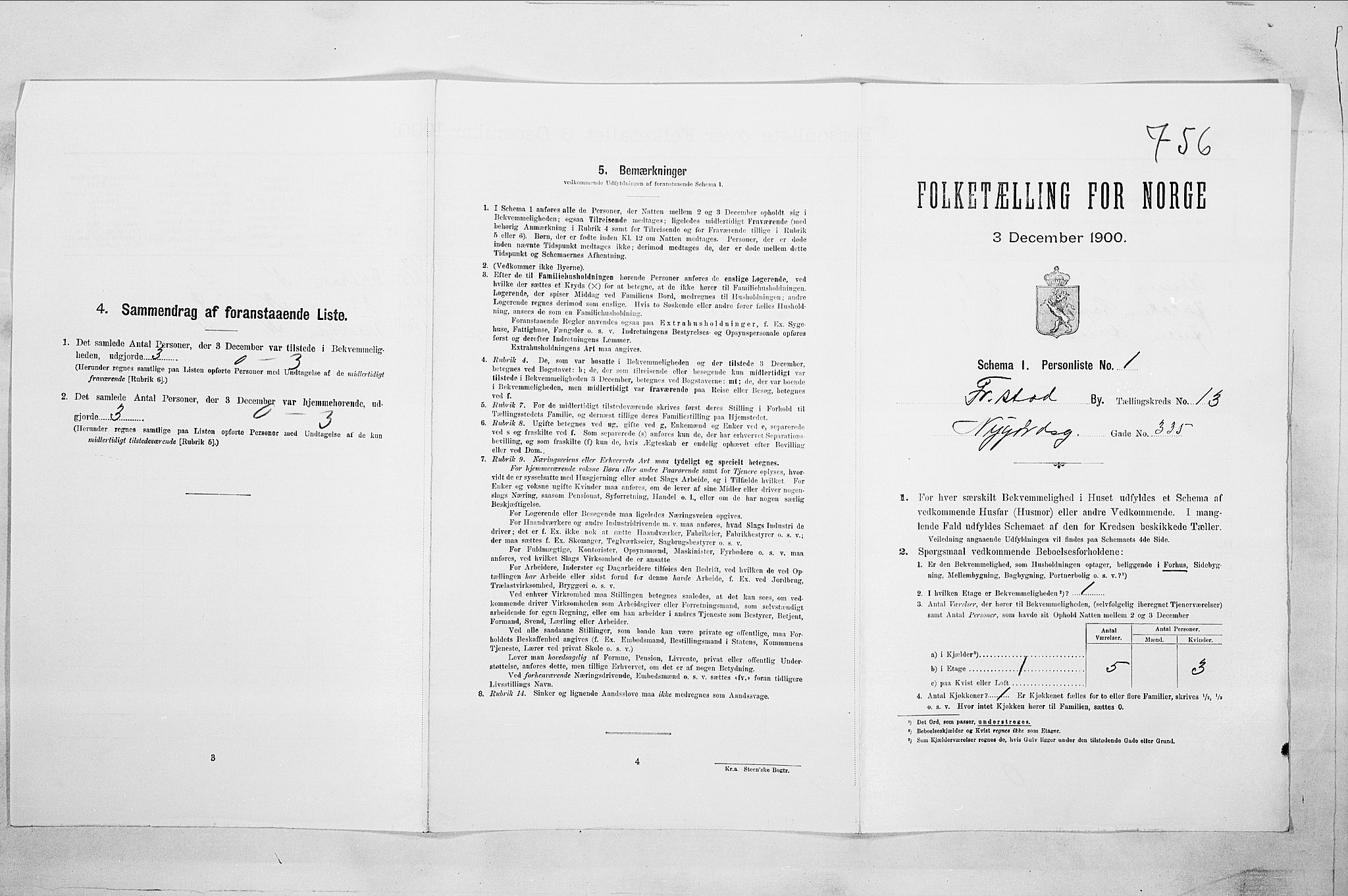 SAO, 1900 census for Fredrikstad, 1900