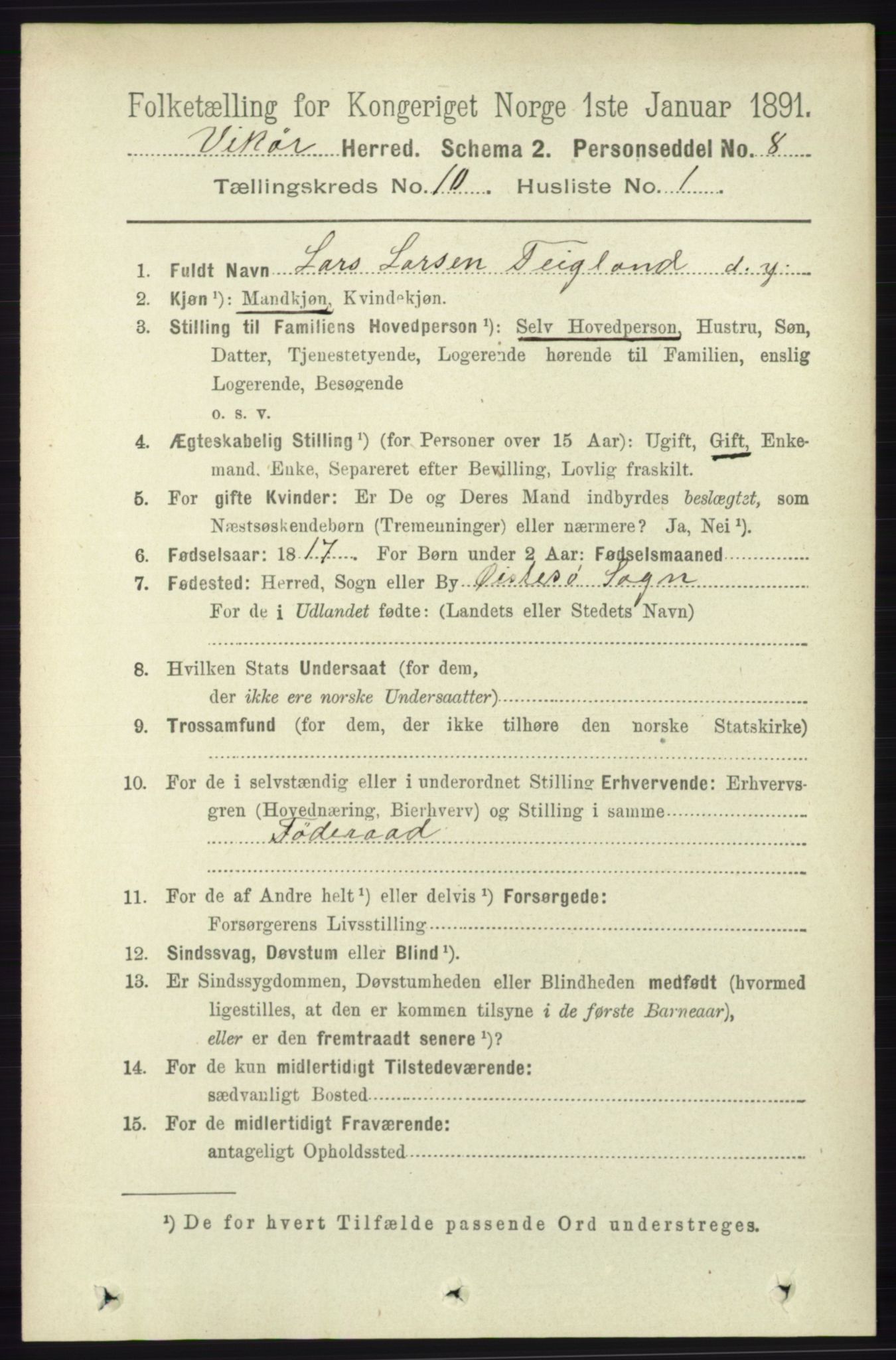 RA, 1891 census for 1238 Vikør, 1891, p. 2942