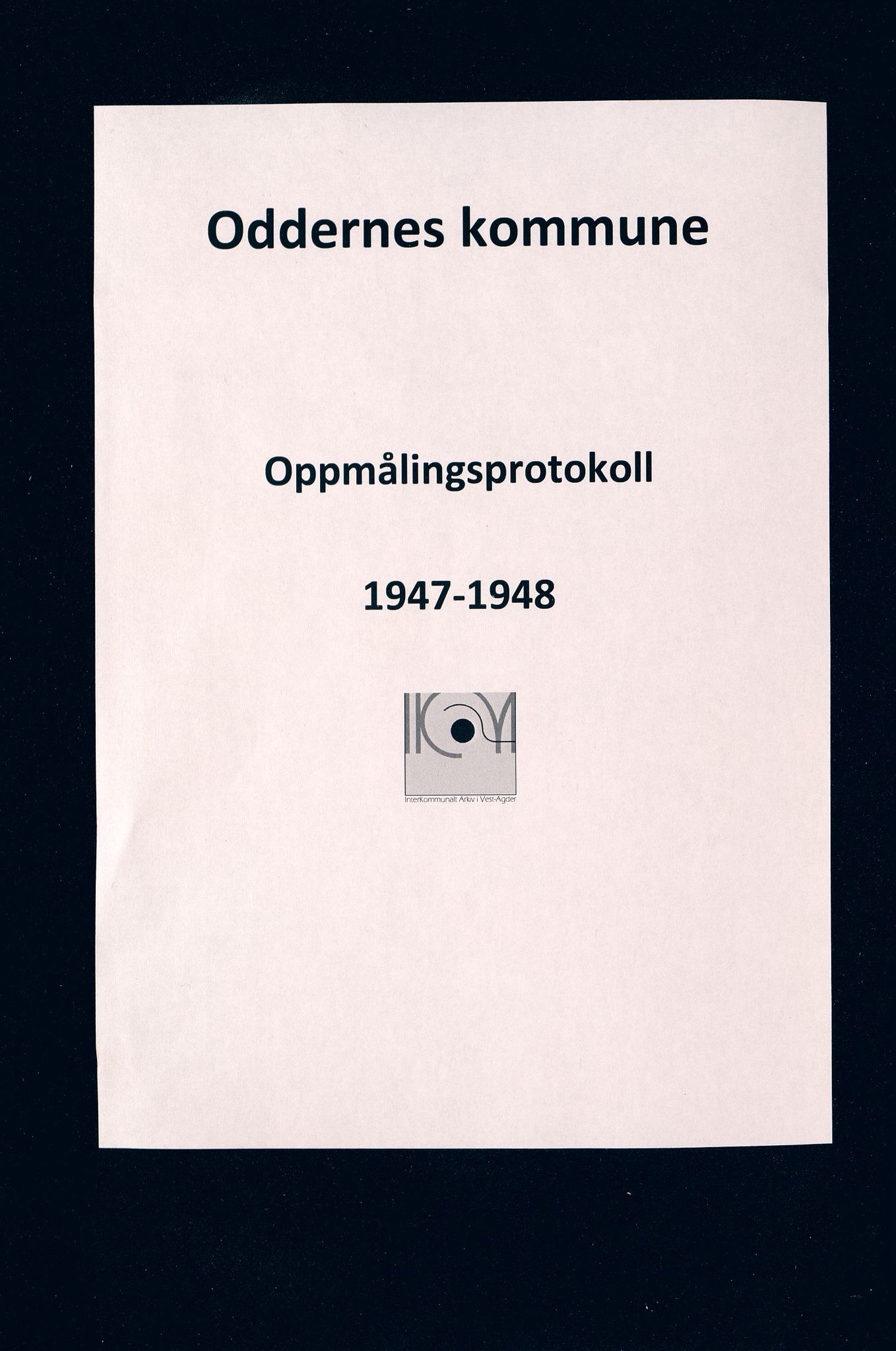 Oddernes kommune - Oppmålingsvesenet, ARKSOR/1001OD773/Ia/L0005: Oppmålingsprotokoll nr.5 (d), 1947-1948