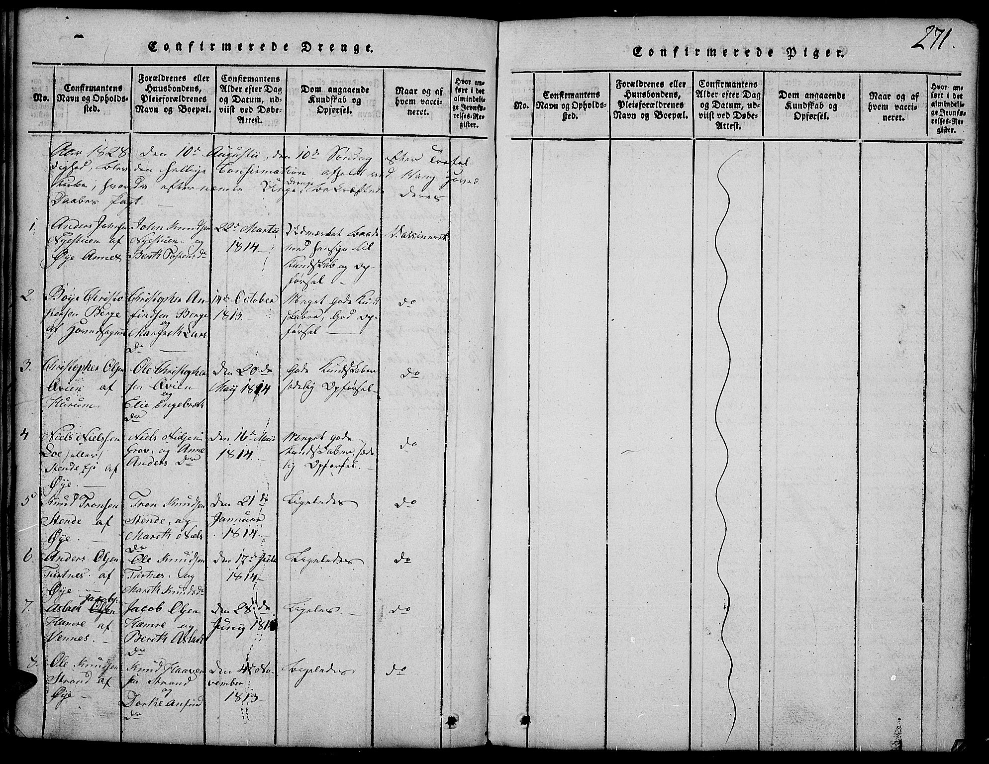 Vang prestekontor, Valdres, SAH/PREST-140/H/Hb/L0002: Parish register (copy) no. 2, 1814-1889, p. 271