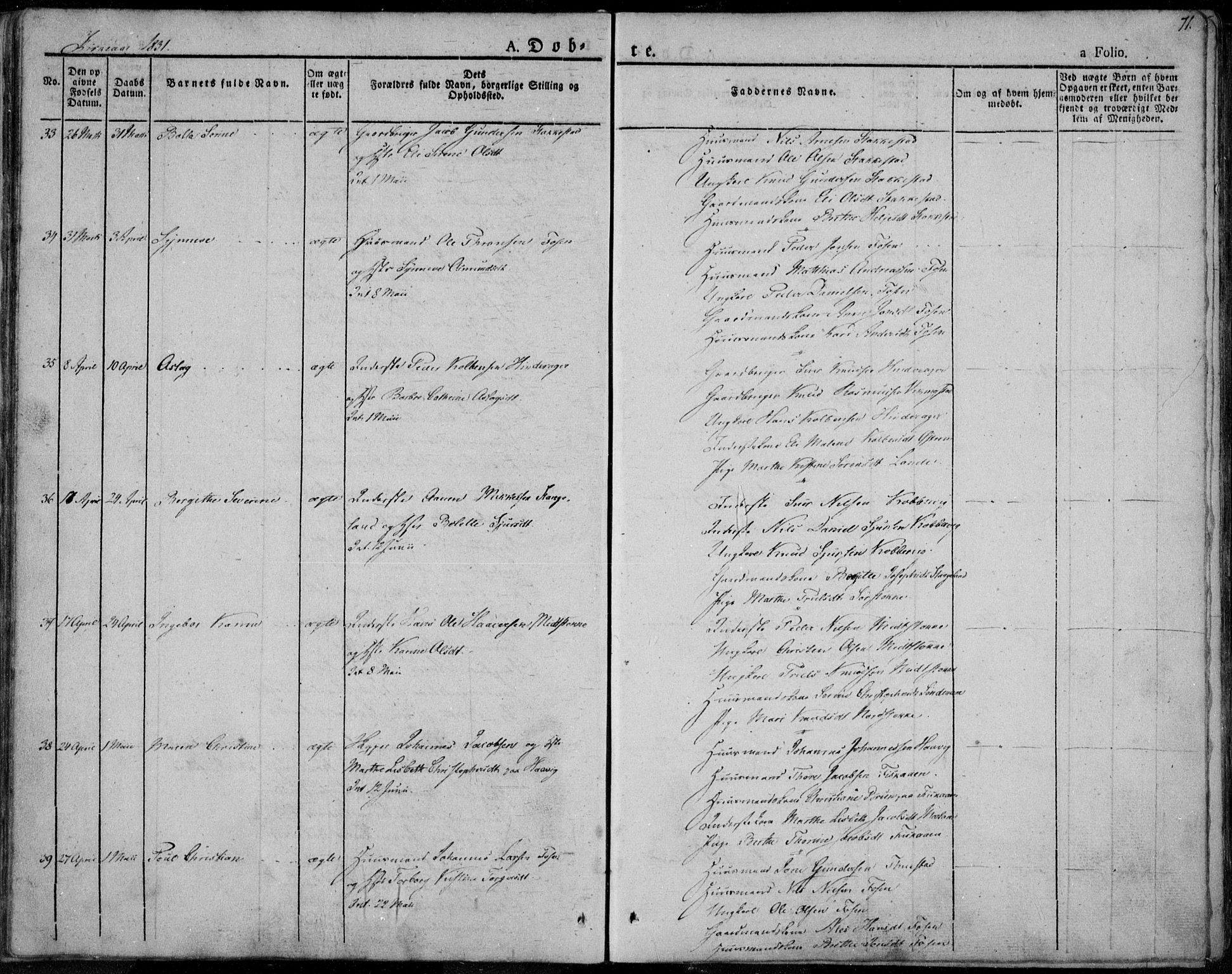 Avaldsnes sokneprestkontor, SAST/A -101851/H/Ha/Haa/L0005: Parish register (official) no. A 5.1, 1825-1841, p. 71