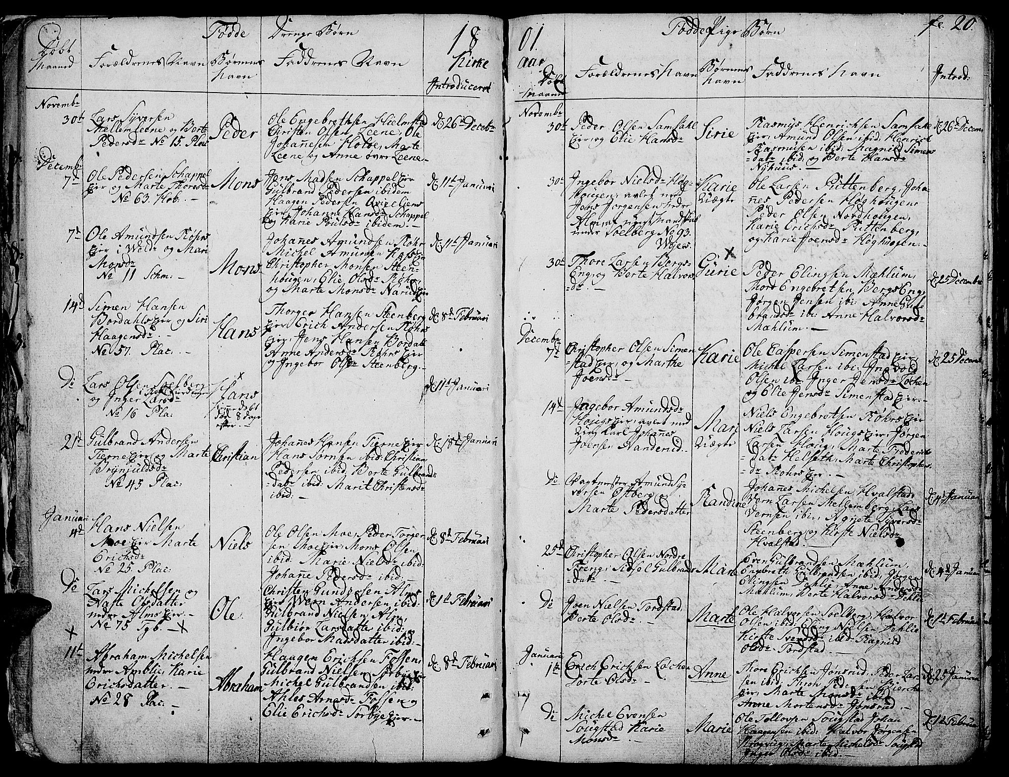 Ringsaker prestekontor, SAH/PREST-014/K/Ka/L0004: Parish register (official) no. 4, 1799-1814, p. 20