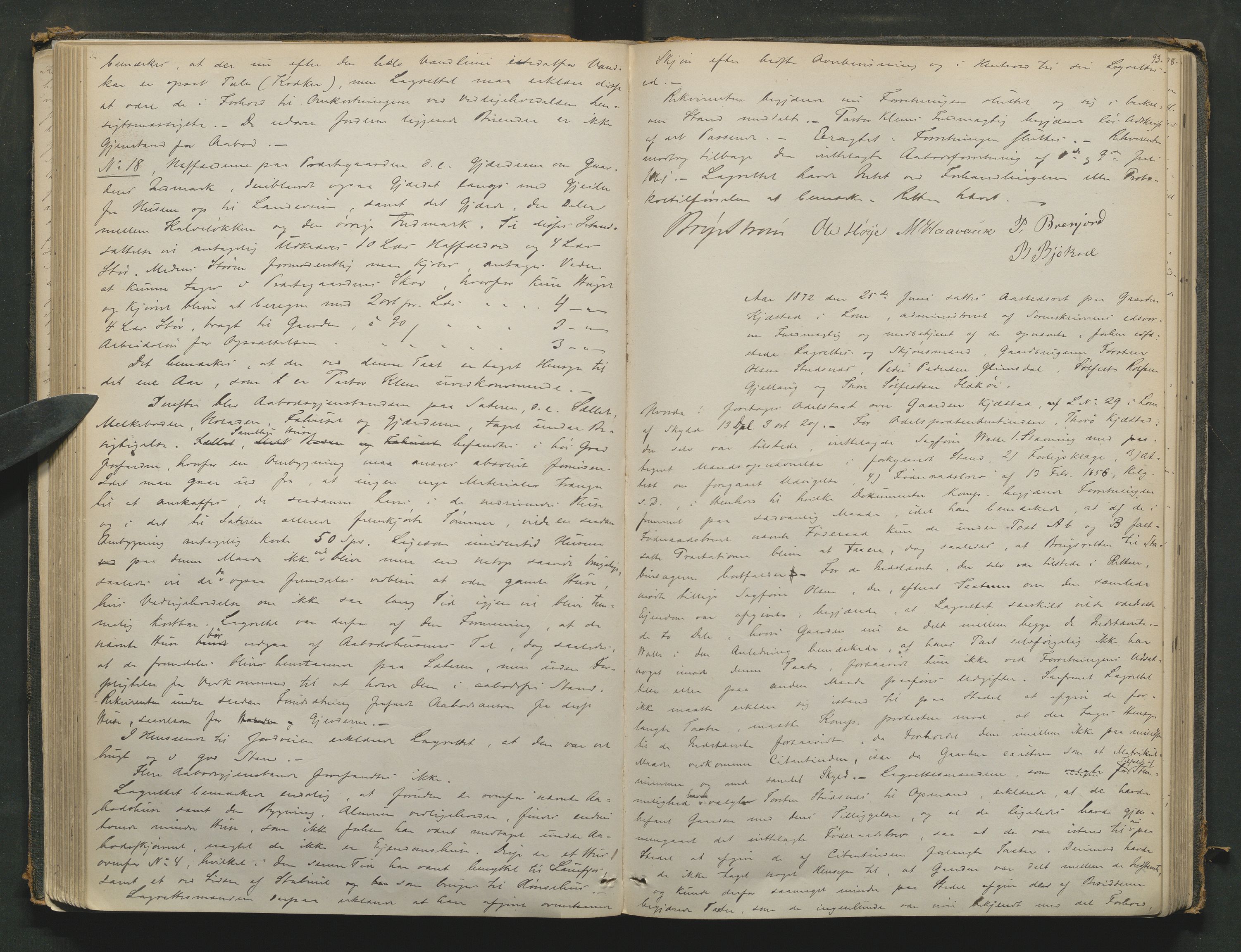 Nord-Gudbrandsdal tingrett, AV/SAH-TING-002/G/Gc/Gcb/L0003: Ekstrarettsprotokoll for åstedssaker, 1867-1876, p. 92b-93a