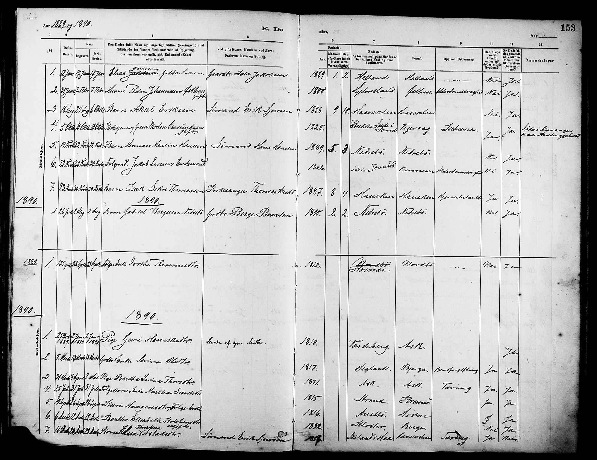 Rennesøy sokneprestkontor, SAST/A -101827/H/Ha/Haa/L0012: Parish register (official) no. A 13, 1885-1917, p. 154