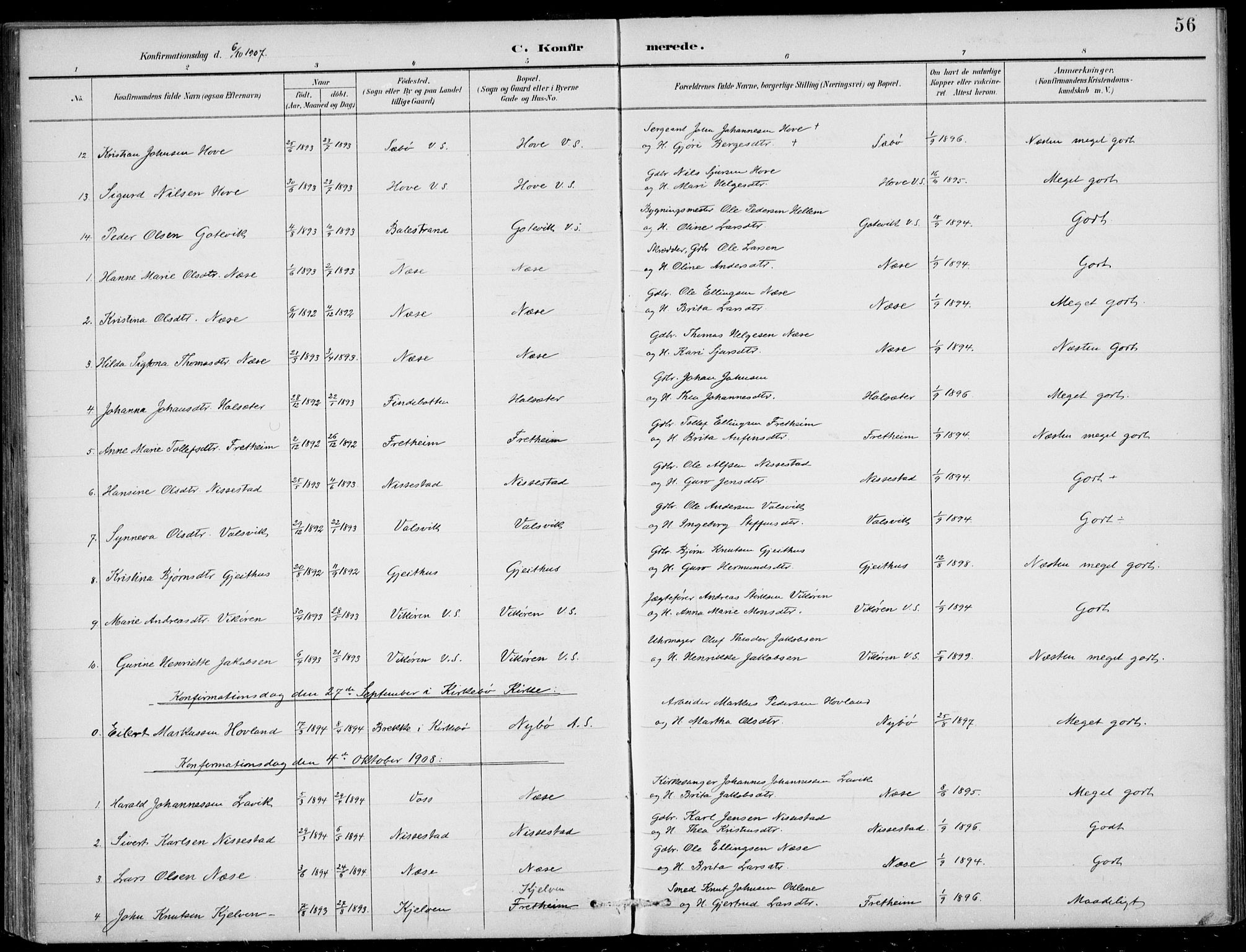 Vik sokneprestembete, SAB/A-81501: Parish register (official) no. C  2, 1891-1910, p. 56