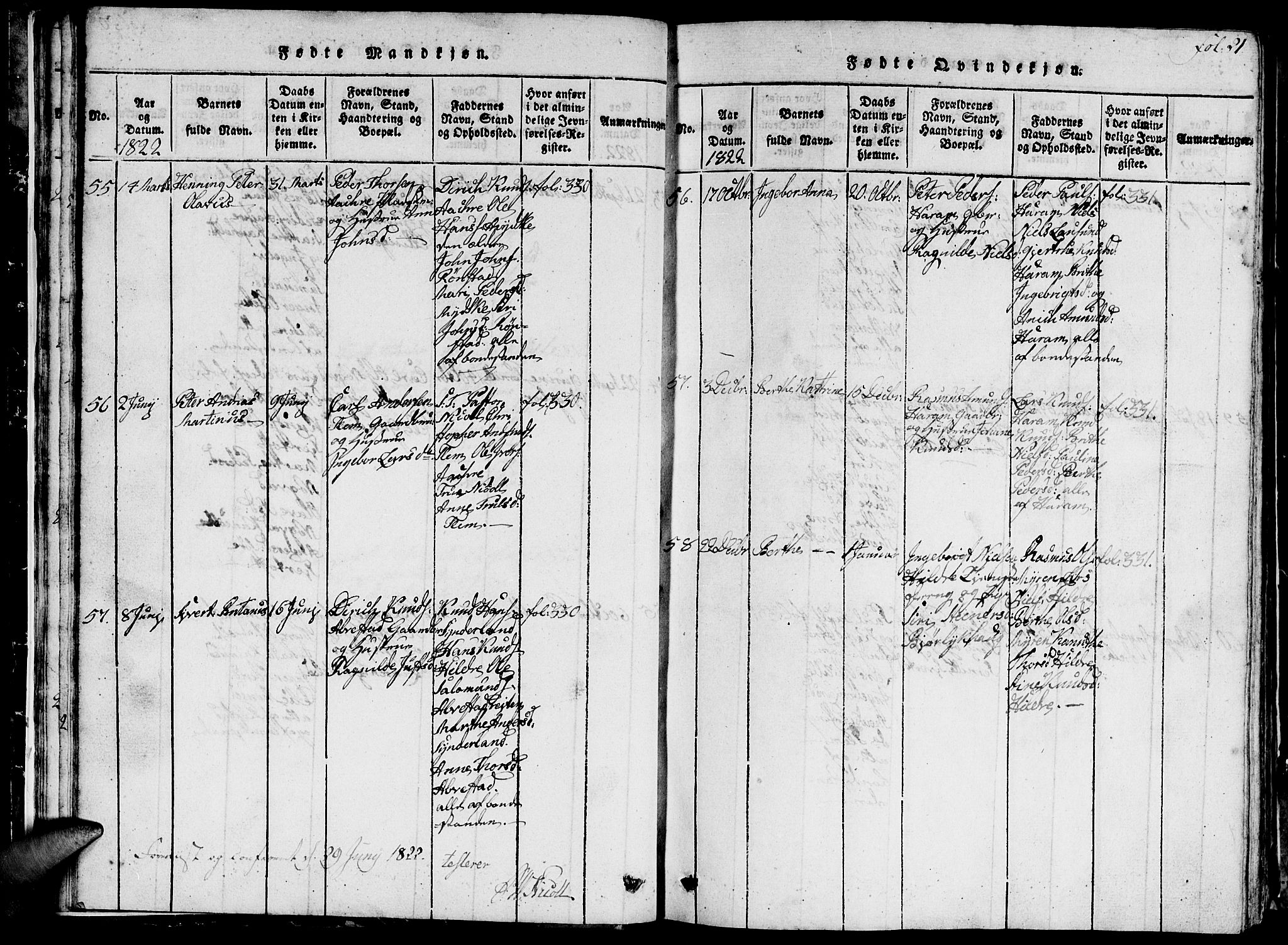 Ministerialprotokoller, klokkerbøker og fødselsregistre - Møre og Romsdal, AV/SAT-A-1454/536/L0506: Parish register (copy) no. 536C01, 1818-1859, p. 21