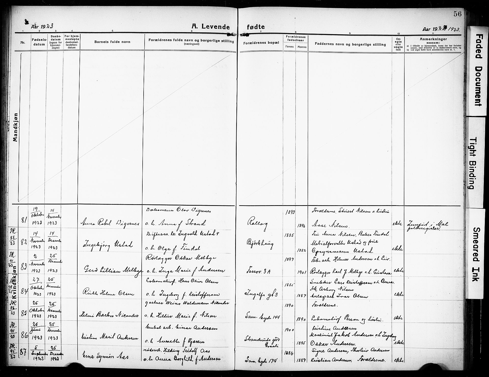 Rjukan kirkebøker, SAKO/A-294/G/Ga/L0003: Parish register (copy) no. 3, 1920-1928, p. 56