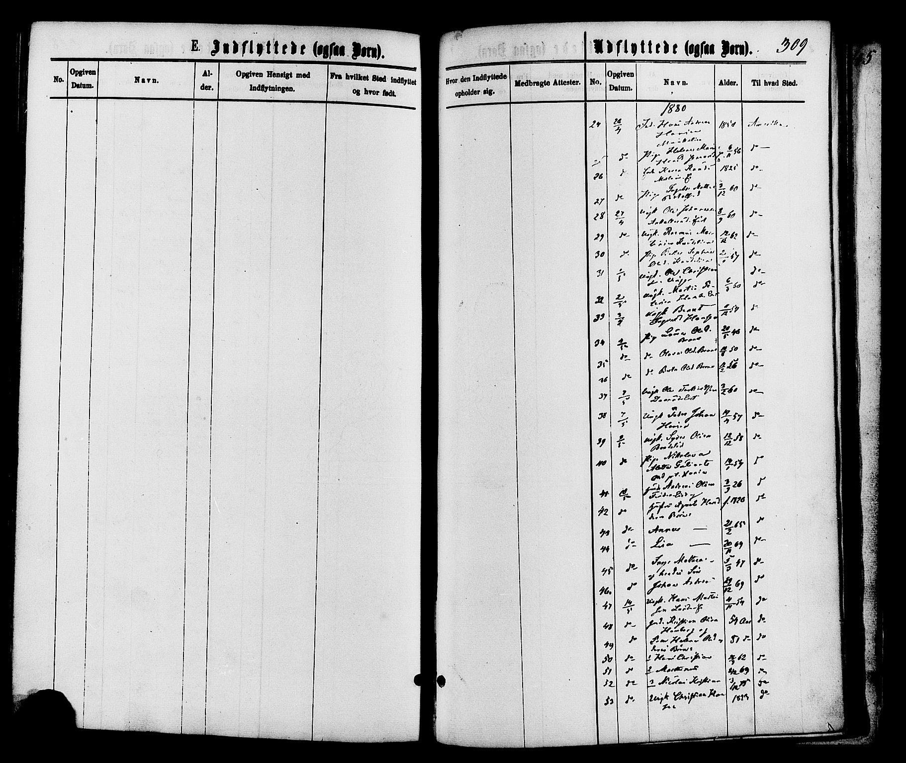 Nordre Land prestekontor, SAH/PREST-124/H/Ha/Haa/L0002: Parish register (official) no. 2, 1872-1881, p. 309