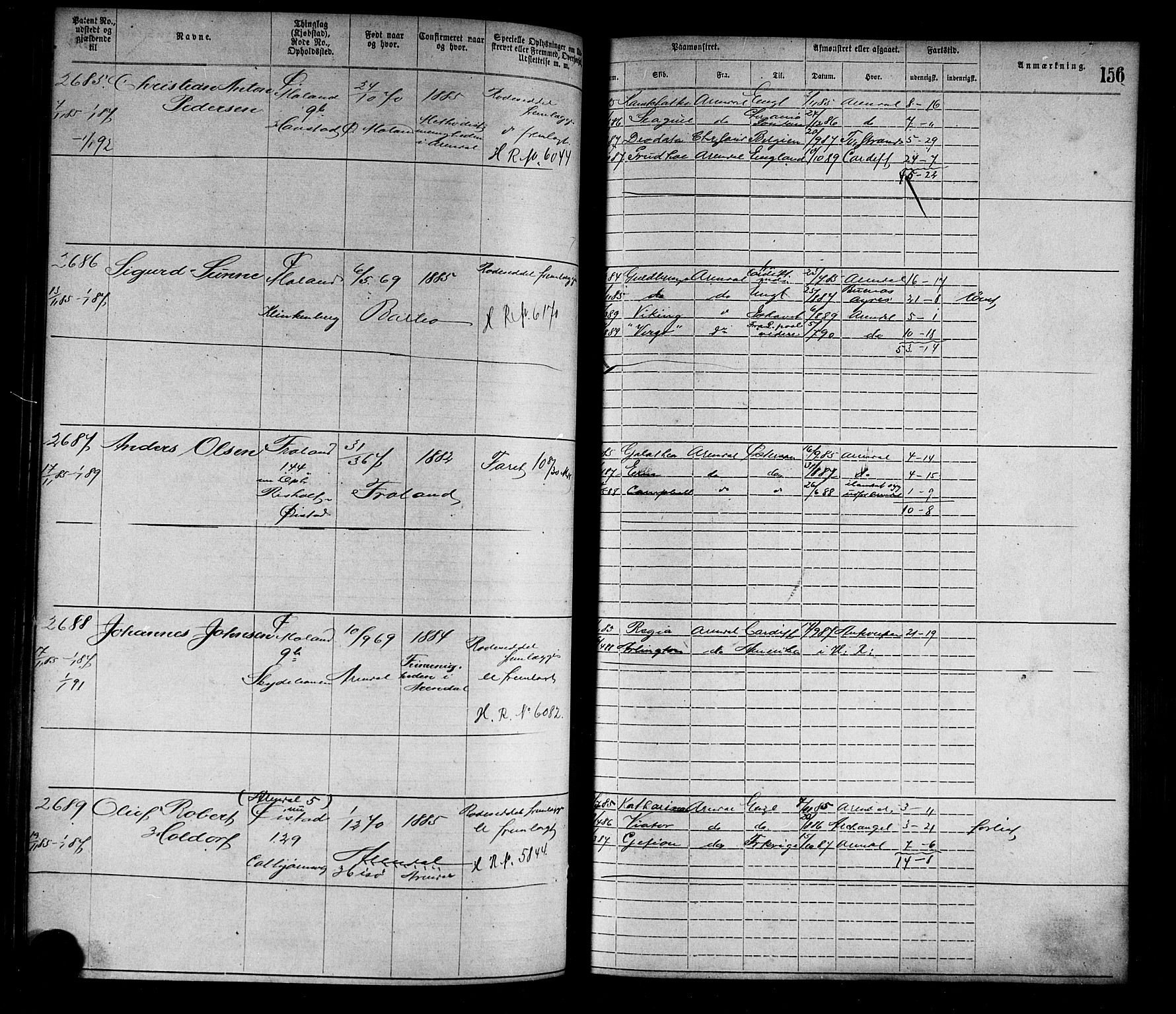 Arendal mønstringskrets, SAK/2031-0012/F/Fa/L0003: Annotasjonsrulle nr 1911-3827 med register, S-3, 1880-1892, p. 185