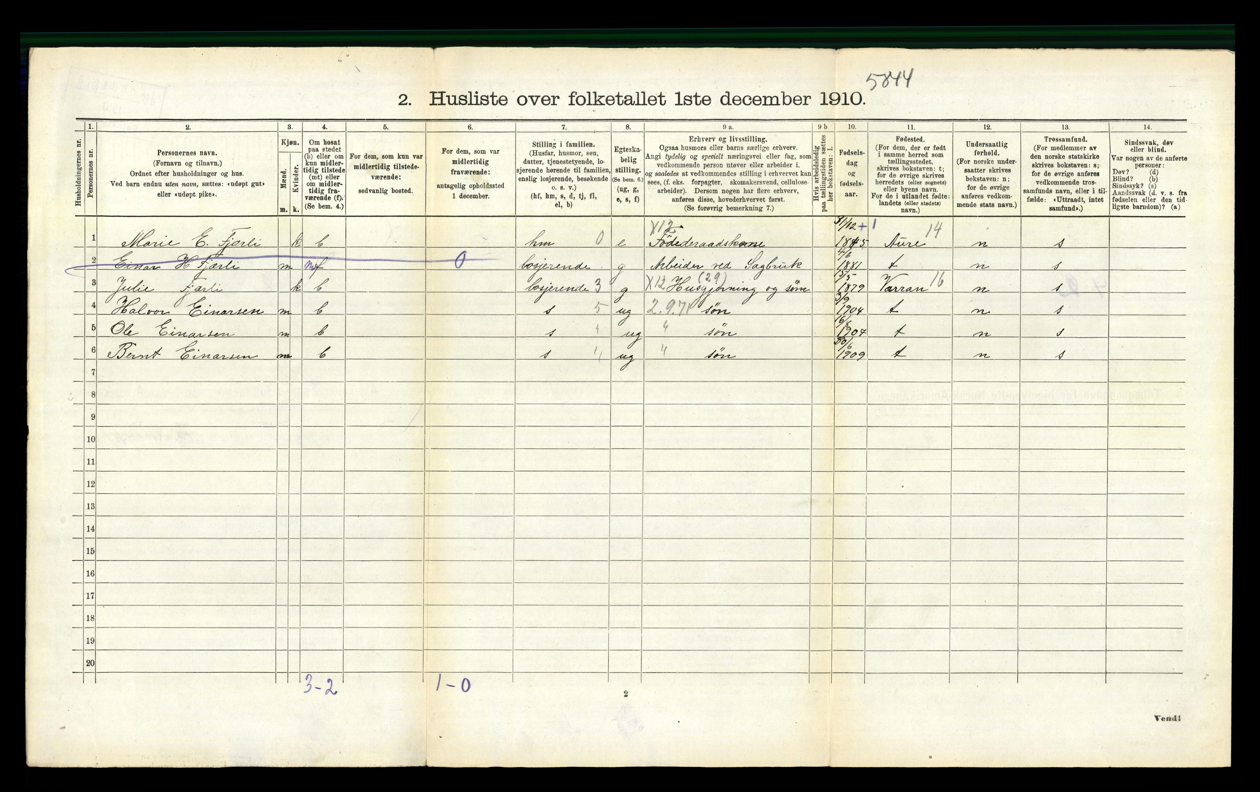 RA, 1910 census for Valsøyfjord, 1910, p. 72