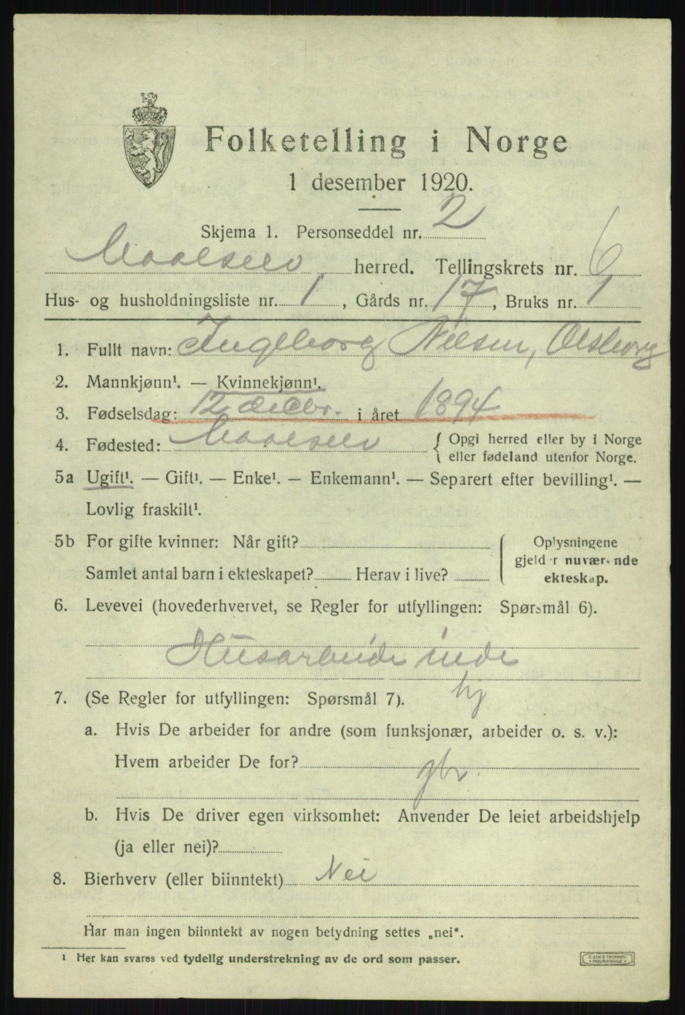 SATØ, 1920 census for Målselv, 1920, p. 3617